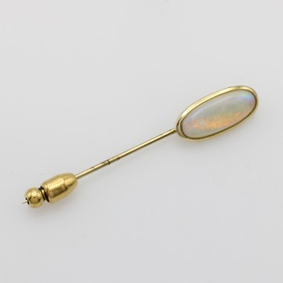 Image 26862508 - Stabnadel mit Opal, GG 585/000, Opal ca. 15x7 mm, Verschluss vergoldet Schätzpreis: ...