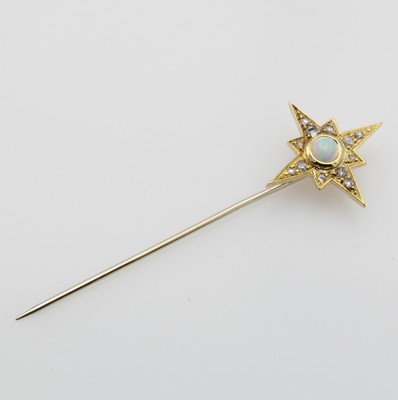 Image 26862510 - Nadel mit Opal und Diamanten, GG 585/000, Opal ca. 4 mm, kl. Diamantrosen ...