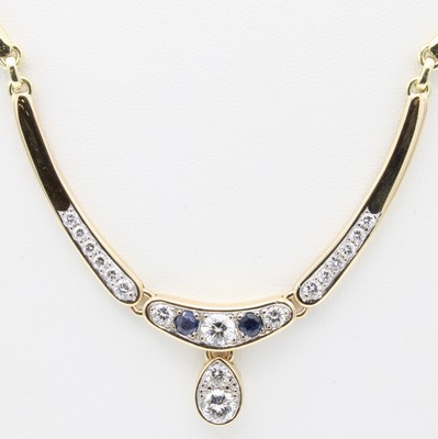 Image Collier mit Brillanten und Saphiren, GG 585/000, 17 Brill. ca. 1.95 ct feines ...