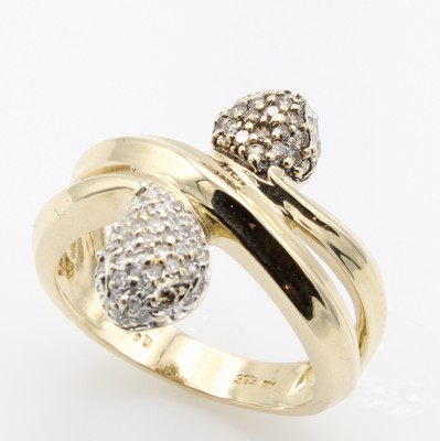 Image Ring mit Diamanten, GG/WG 585/000, 35 Diam. zus. ca. 0.35 ct feines Weiß/vs-si, 21 ...