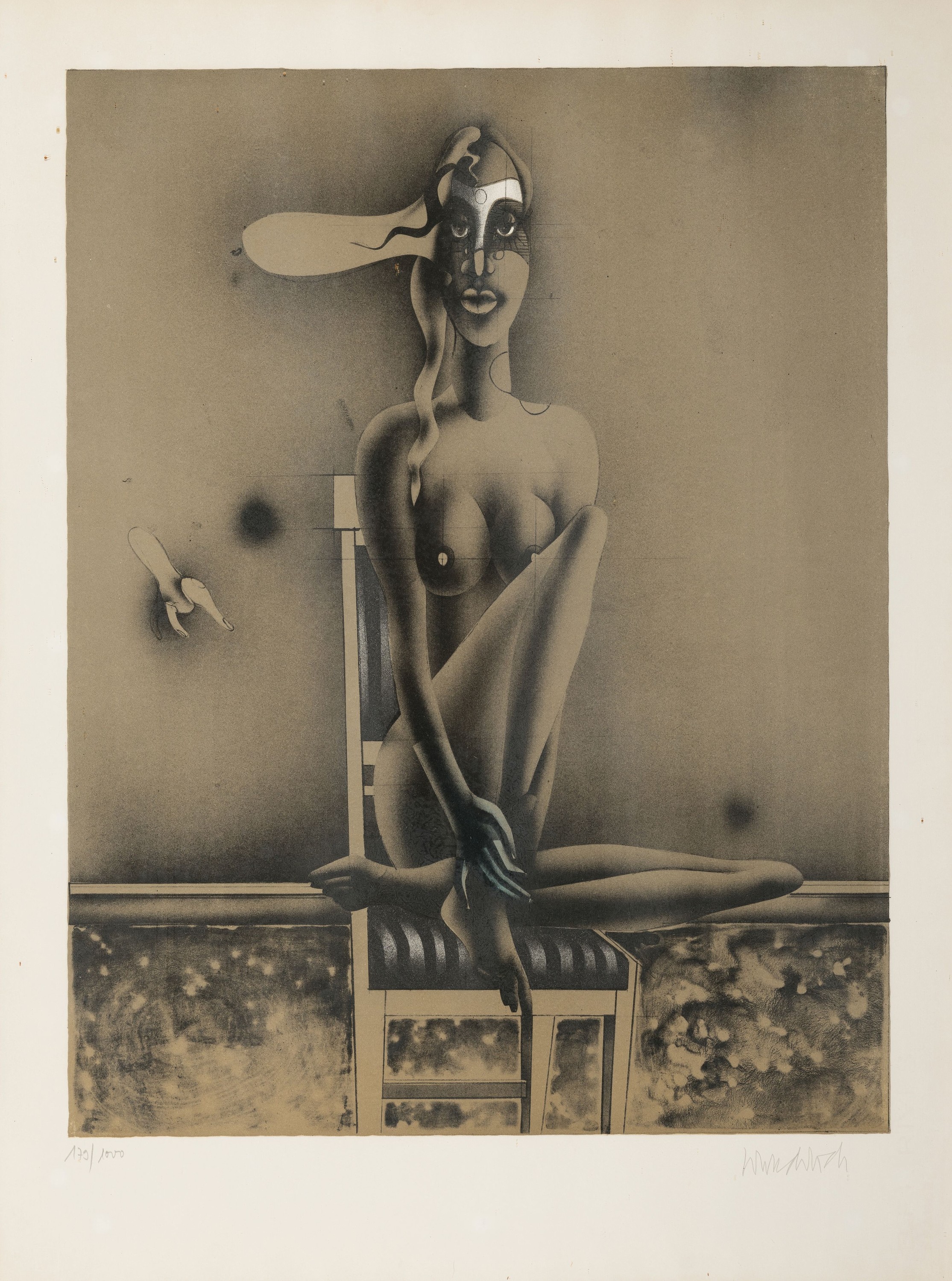 Detail e: Paul Wunderlich, 1927-2010, Konvolut aus 5 Farblithografien, je sign., num., je unter Glas gerahmt, je unterschiedlich groß, 2x70x51 cm, 3x50x60 cm