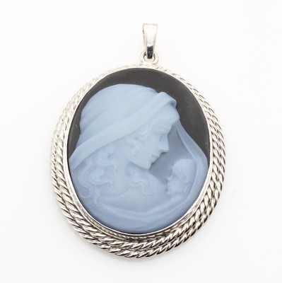 Image 26862908 - Anhänger mit Gemme, WG 750/000, Mutter- Kind Darstellung, M. ca. 35x37 mm ...