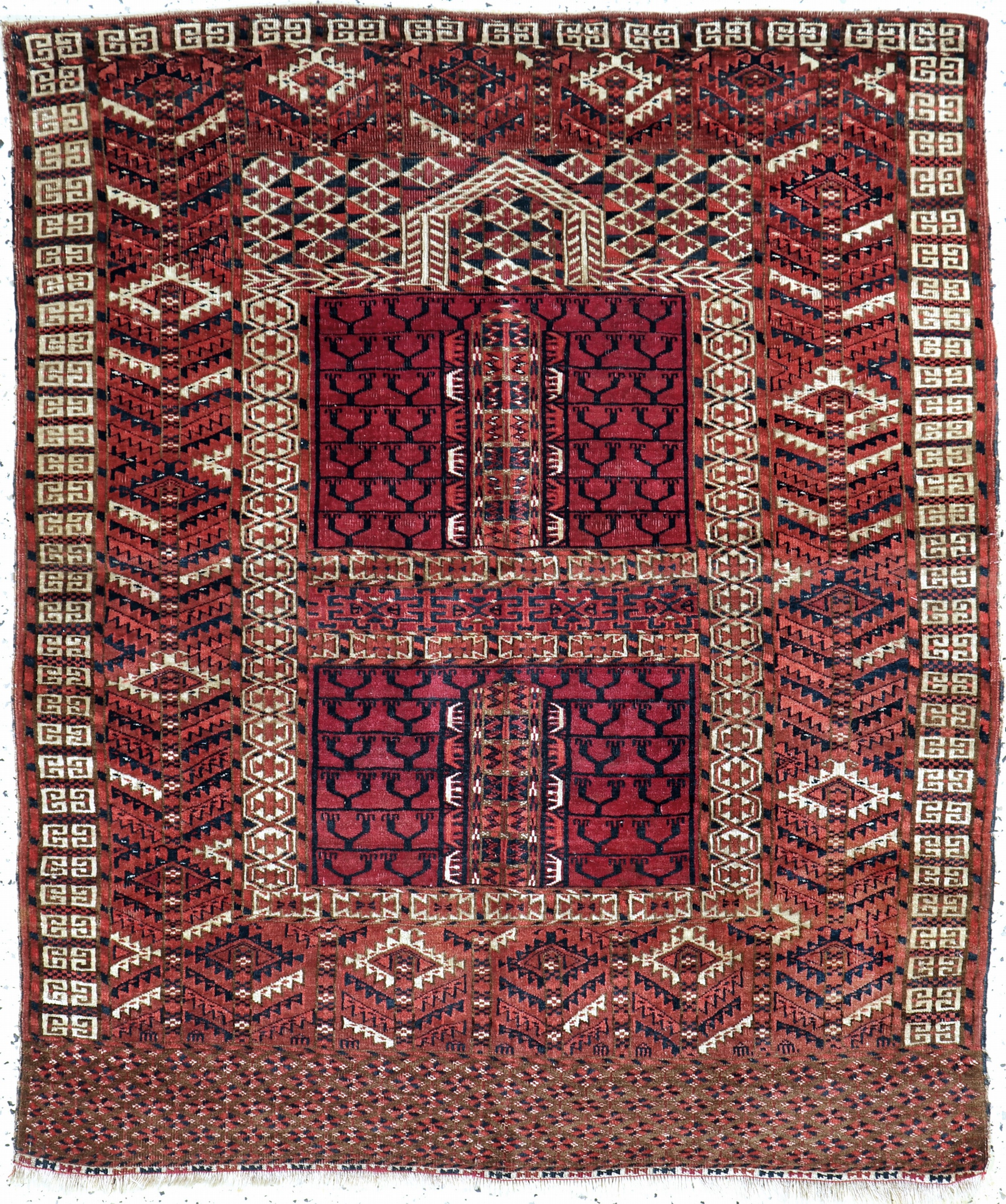Tekke Engsi antik, Turkmenistan, 19.Jhd, Wolle auf Wolle, ca. 140 x 120 cm, EHZ: 3