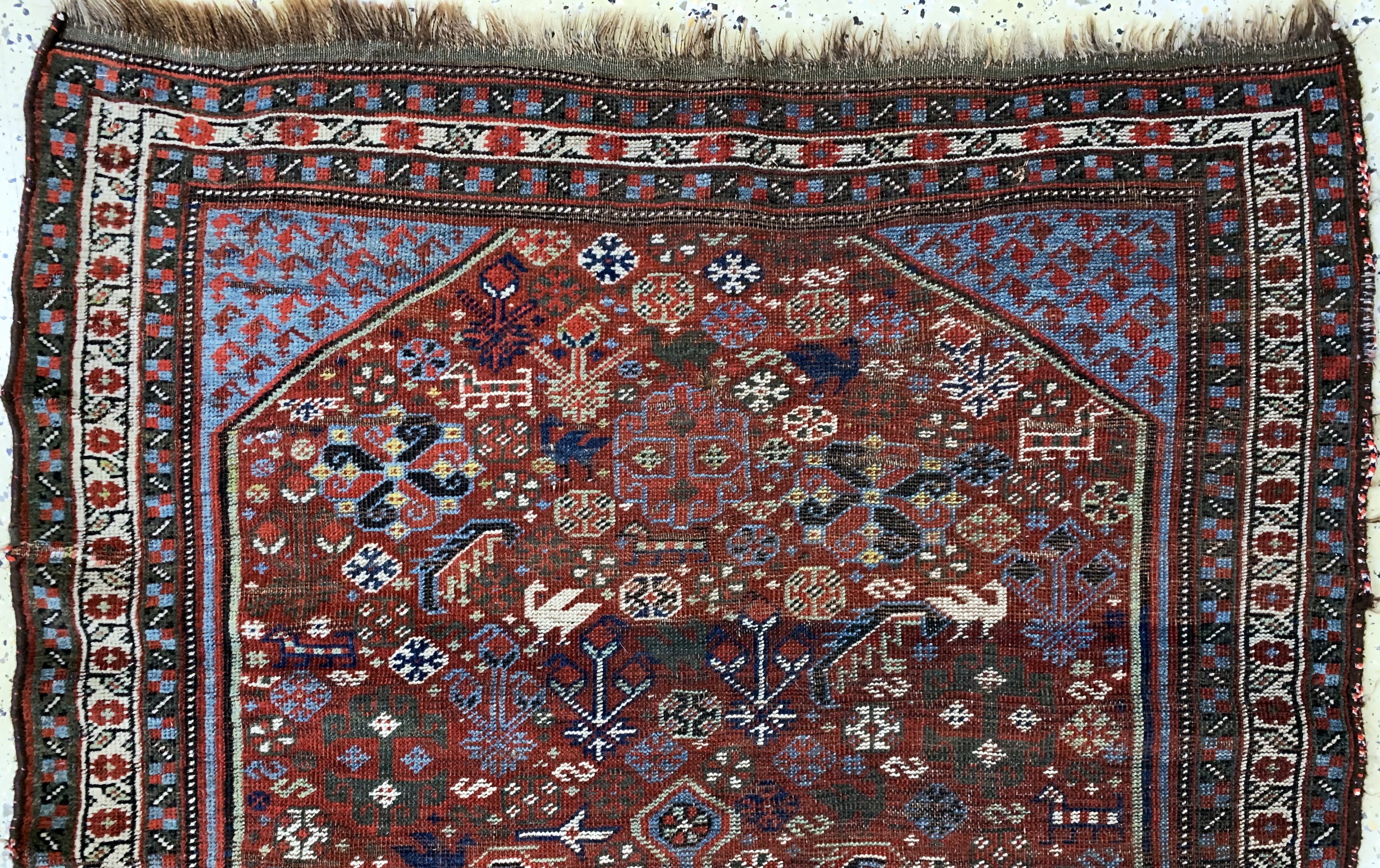 Detail a: Antiker Khamseh, Persien, 19.Jhd, Wolle aufWolle, ca. 175 x 113 cm, EHZ: 3-4