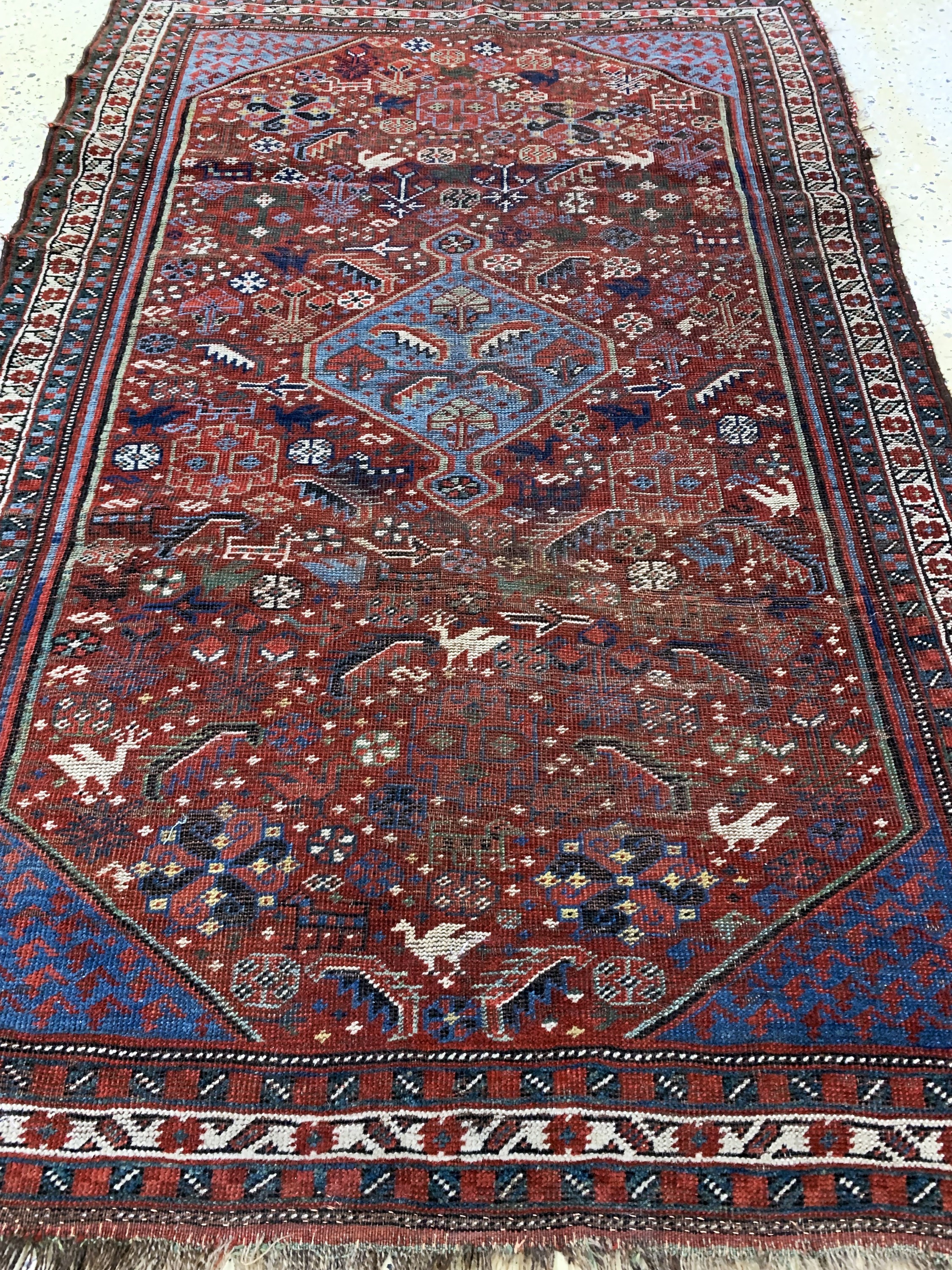 Detail d: Antiker Khamseh, Persien, 19.Jhd, Wolle aufWolle, ca. 175 x 113 cm, EHZ: 3-4