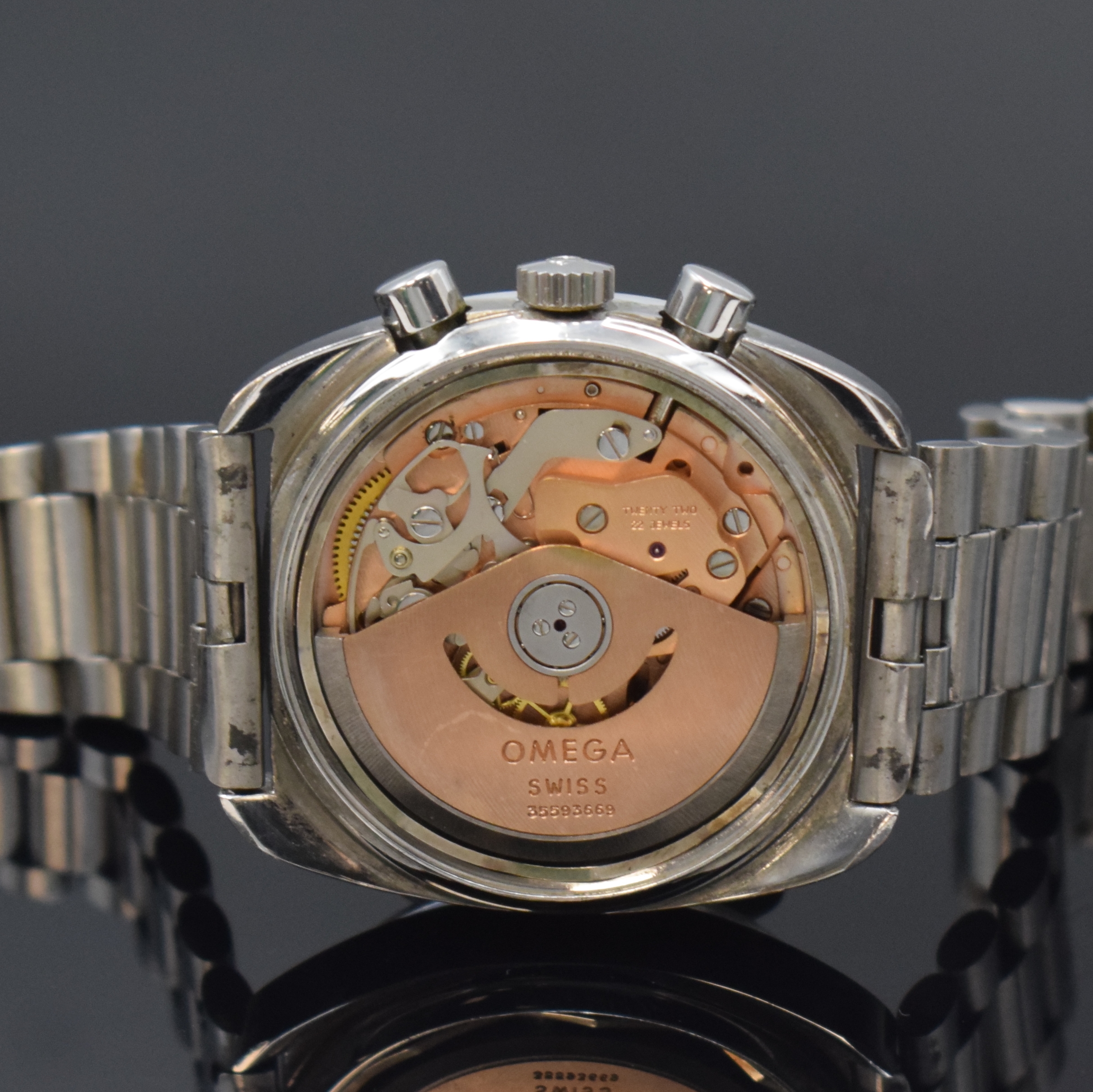 Detail f: OMEGA Seamaster Armbandchronograph Referenz 176.007, Schweiz 1973, Automatik, Edelstahlgeh. inkl. orig. Gliederband Ref. 1162 mit Faltschl., verschr. ...