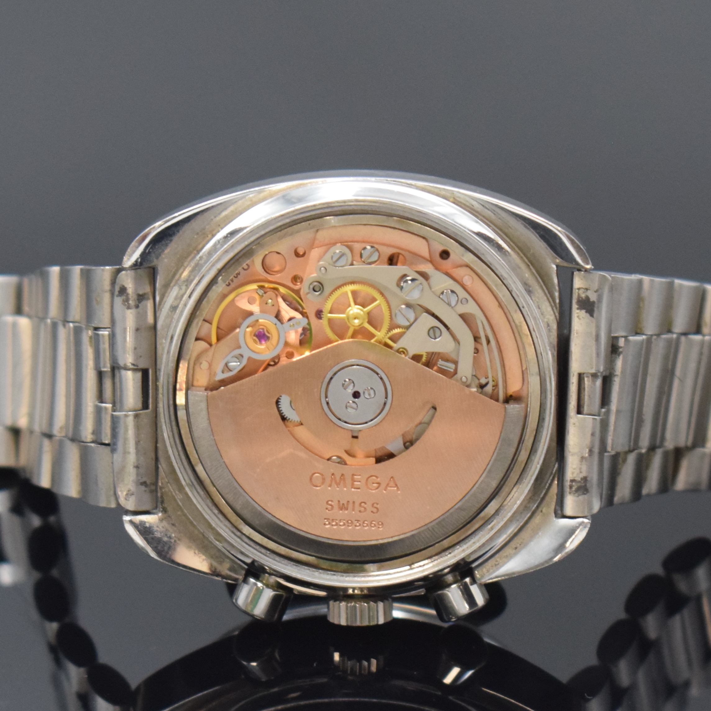 Detail g: OMEGA Seamaster Armbandchronograph Referenz 176.007, Schweiz 1973, Automatik, Edelstahlgeh. inkl. orig. Gliederband Ref. 1162 mit Faltschl., verschr. ...