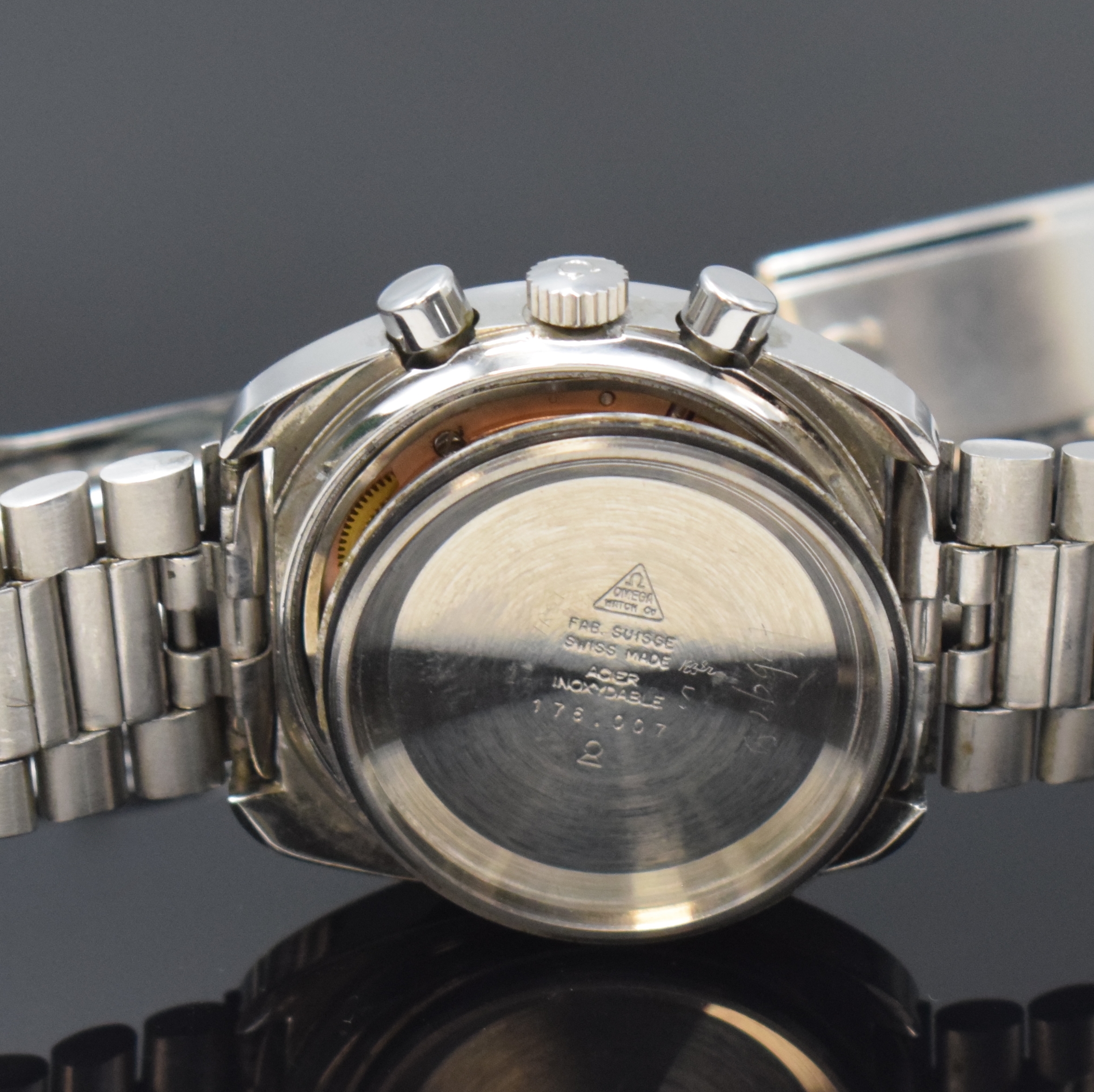 Detail h: OMEGA Seamaster Armbandchronograph Referenz 176.007, Schweiz 1973, Automatik, Edelstahlgeh. inkl. orig. Gliederband Ref. 1162 mit Faltschl., verschr. ...