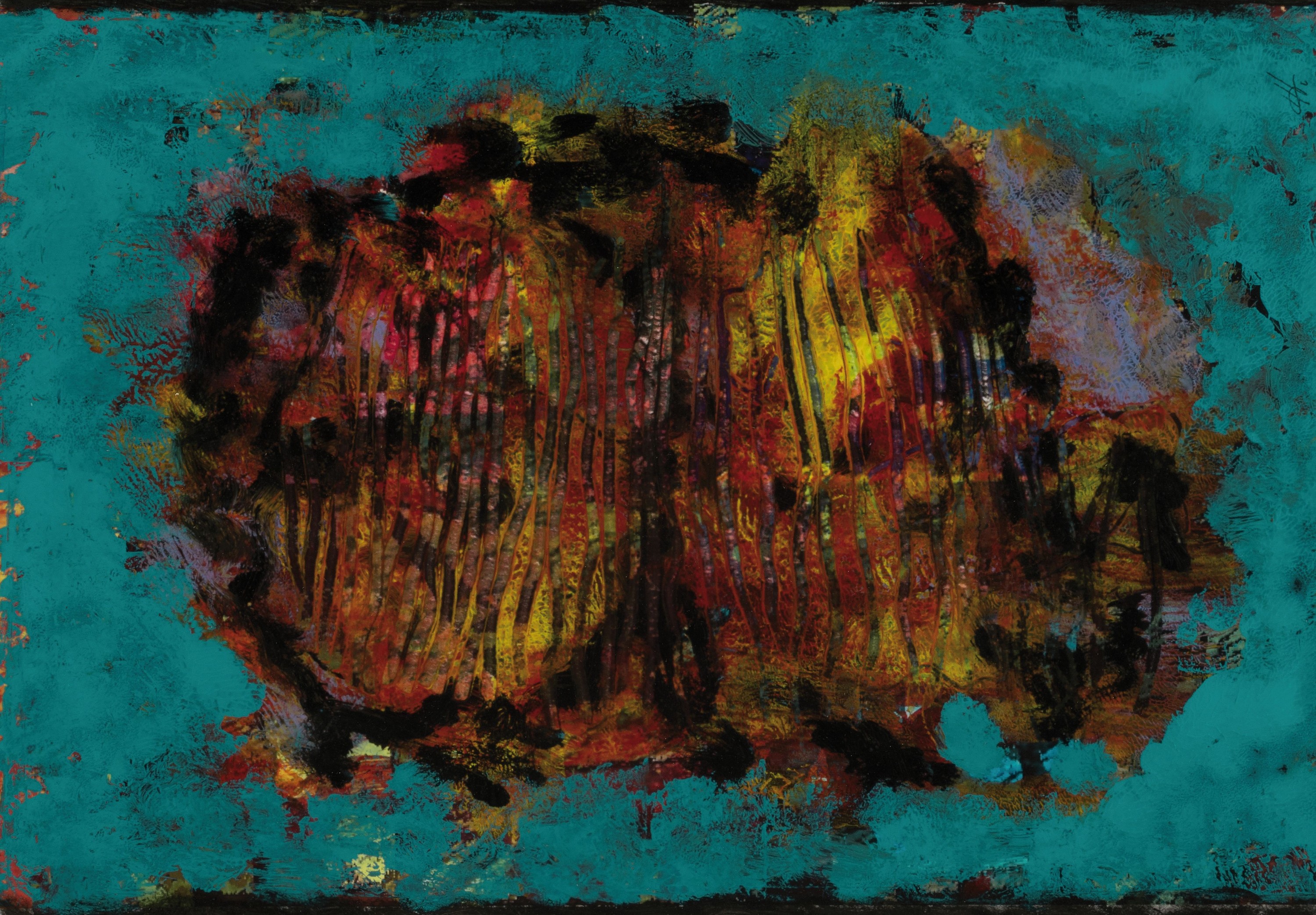 Herbert Halberstadt, 1935-2020 Mannheim, "22", Mischtechnik auf Papier, Unikat, verso signiert und gestempelt, unter Glas gerahmt 73x53 cm; ...