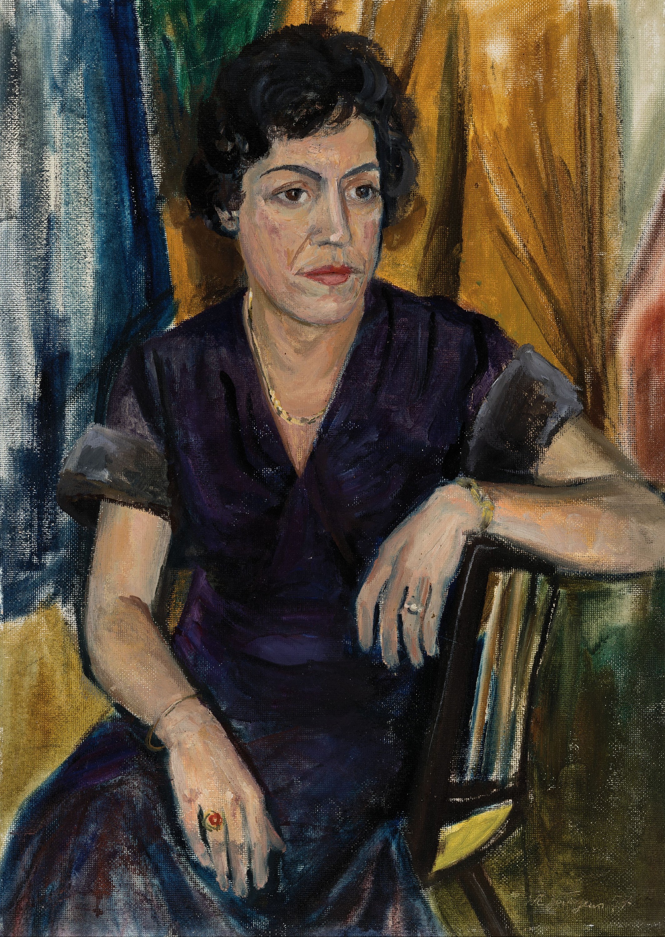 Hermann Jürgens, 1914 Heidelberg-1967 Godramstein, 2 Frauenporträts, Öl/Karton, jeca. 76x64 cm
