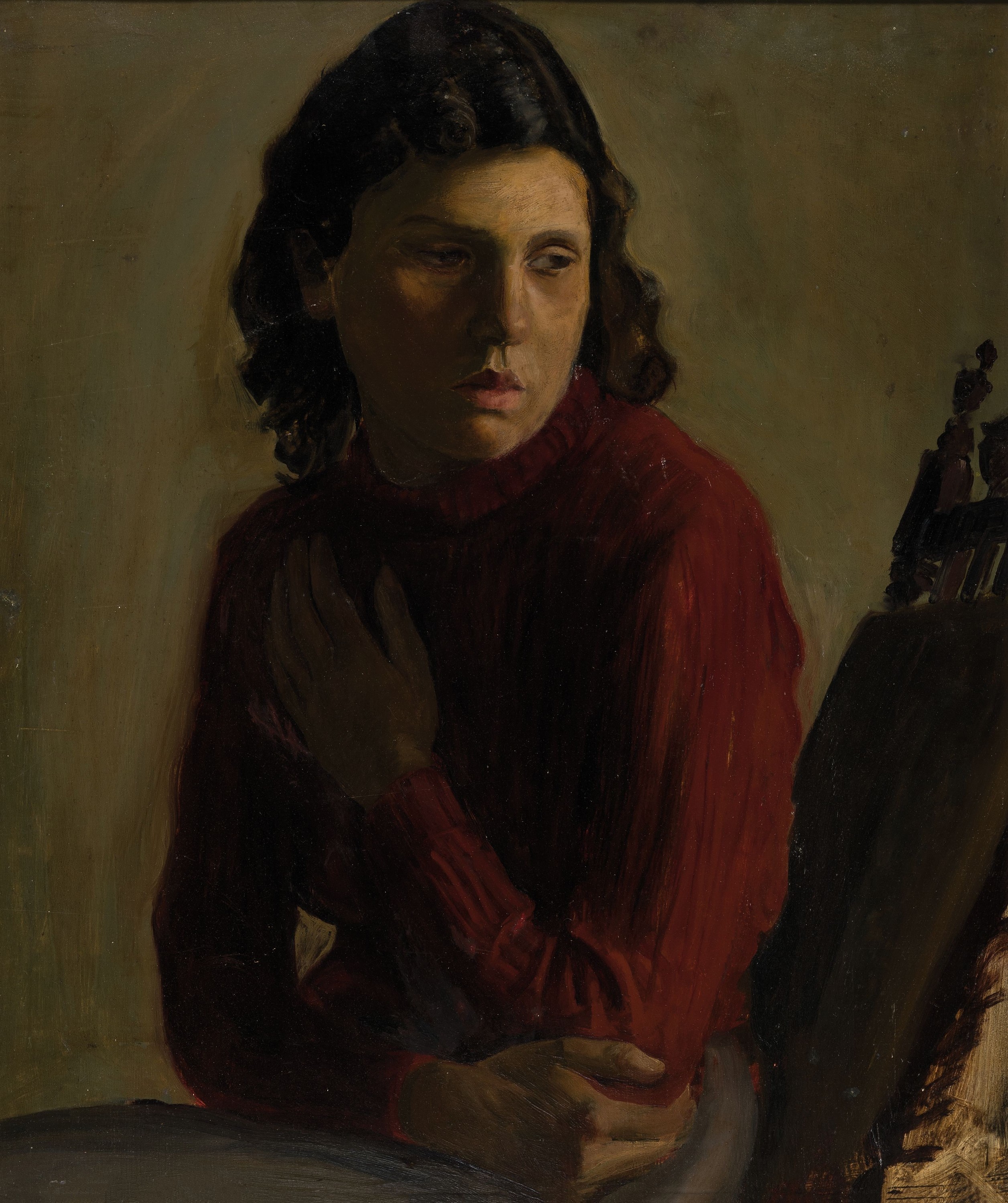 Detail a: Hermann Jürgens, 1914 Heidelberg-1967 Godramstein, 2 Frauenporträts, Öl/Karton, jeca. 76x64 cm