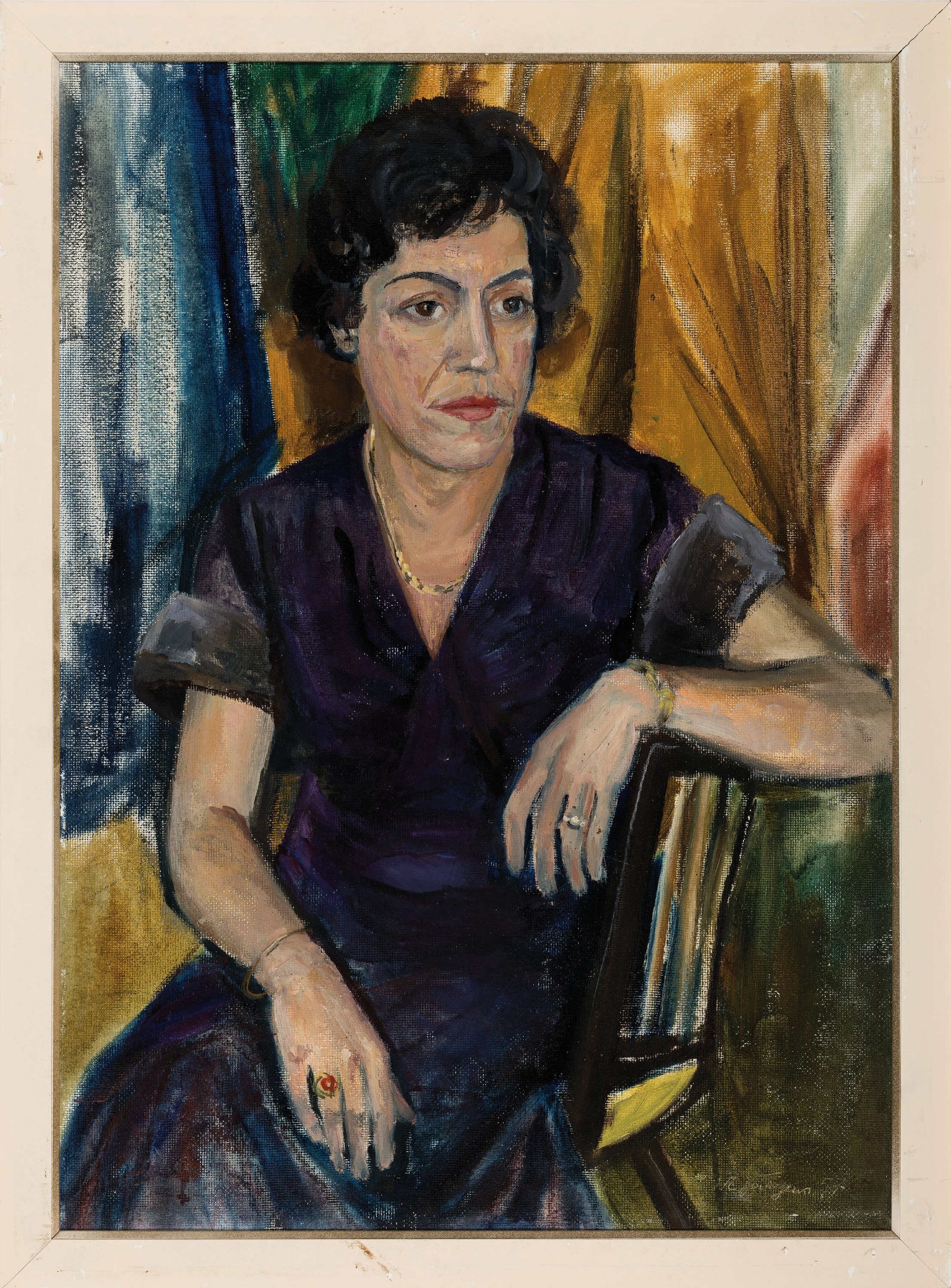Detail k: Hermann Jürgens, 1914 Heidelberg-1967 Godramstein, 2 Frauenporträts, Öl/Karton, jeca. 76x64 cm