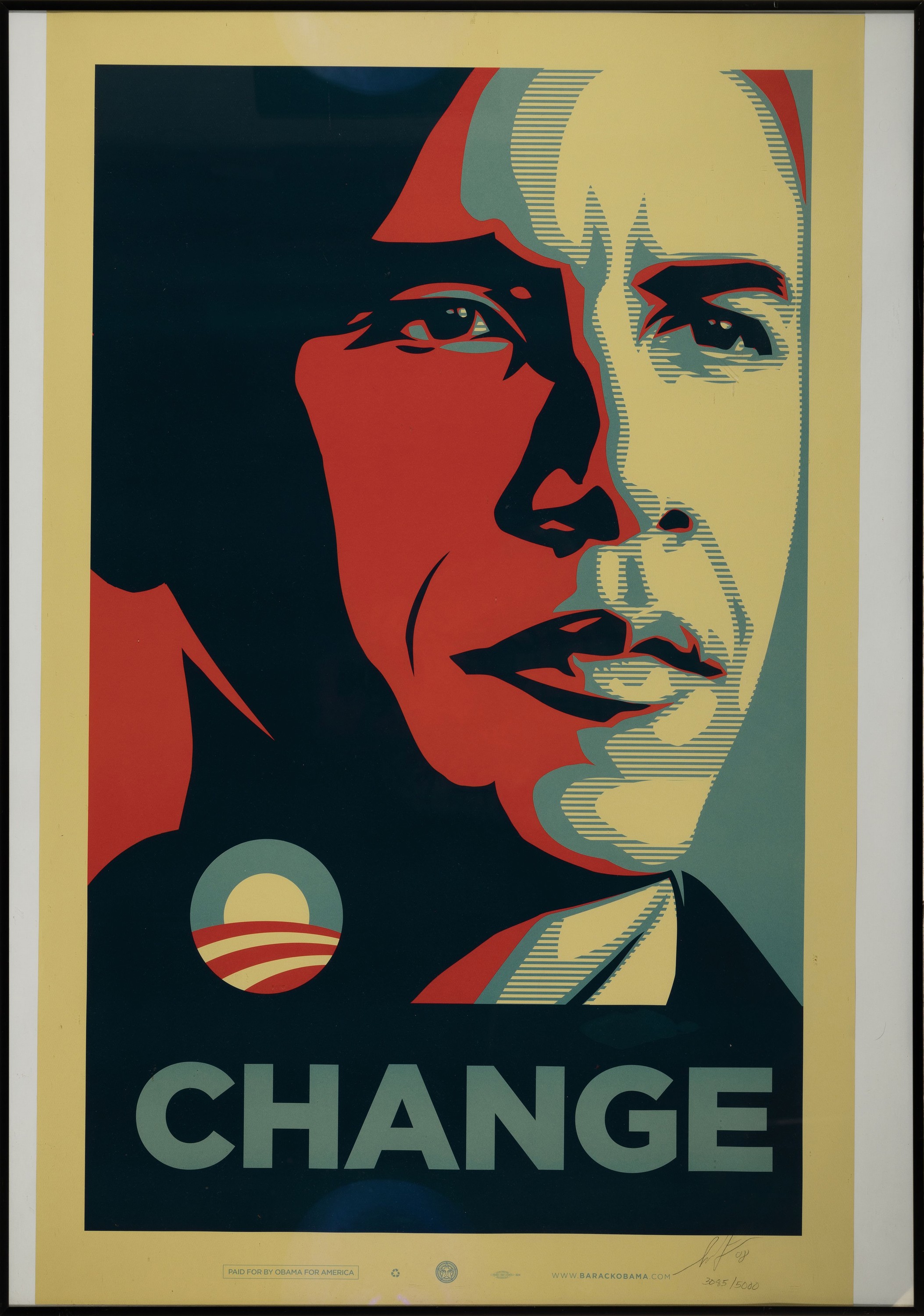 Detail k: Shepard Fairey, geb. 1970 Charleston, CL , "Change", Obama for America, Offsetlithographie, Ed. 3085/5000, handsigniert und datiert 2008, ...