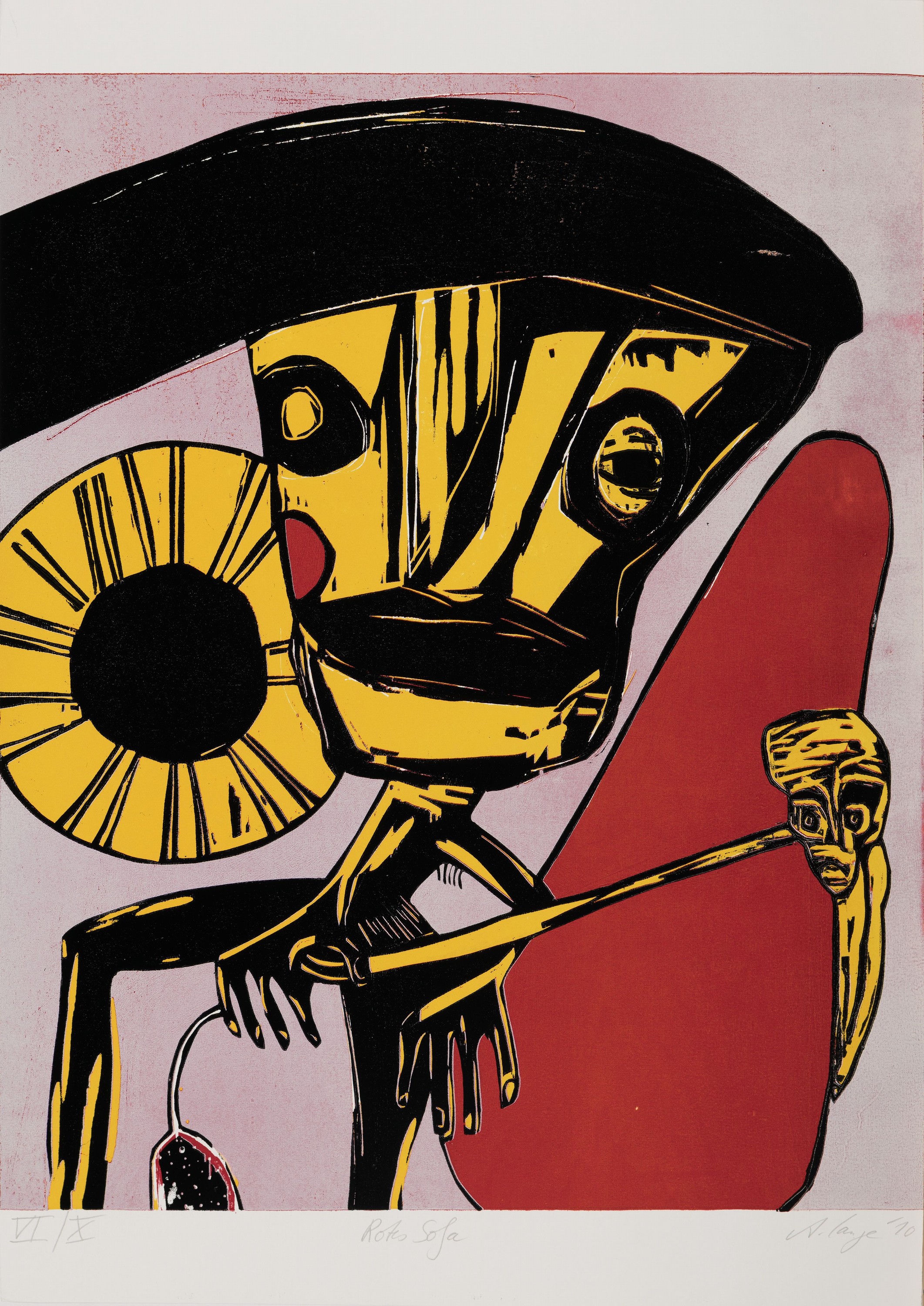 Detail p: Andrea Lange, geb. 1970 Dresden, 6 Farbholzschnitte, 4x ca. 50x35 cm: "Ammon" 2003, "Zu irgendeiner Zeit" 2010, ...