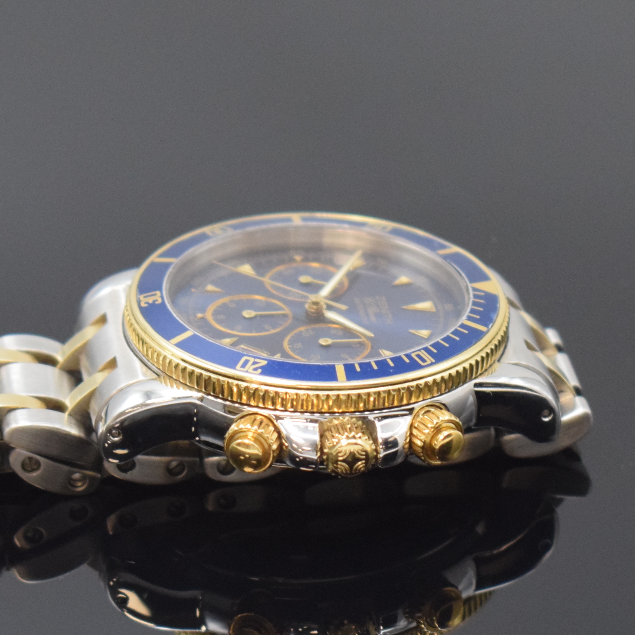 Detail c: ZENITH Armbandchronograph El Primero Rainbow Referenz 41-0370-400, Schweiz um 1992, Automatik, Edelstahl/Gold komb. inkl. orig. Gliederband m. dopp. ...
