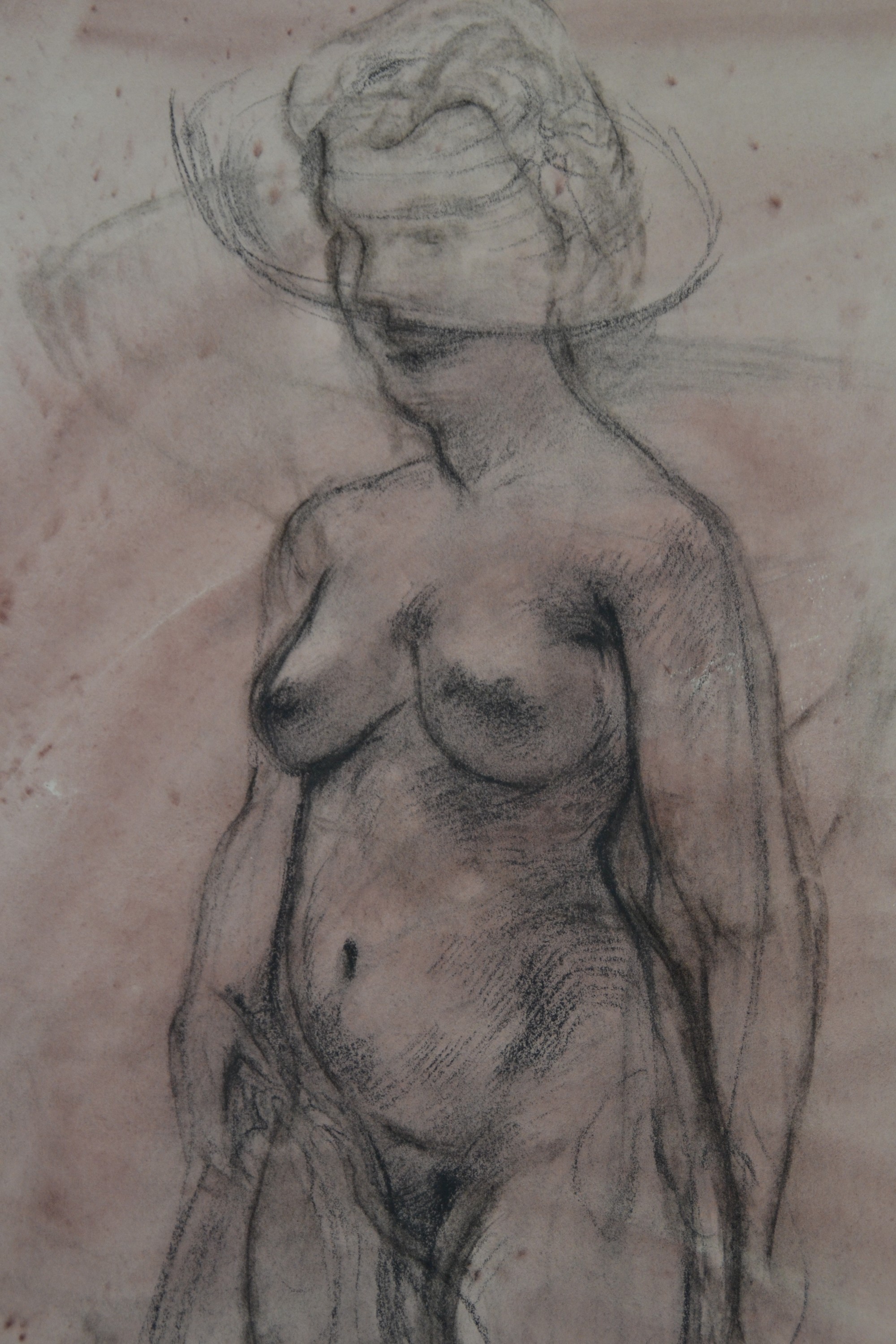 Detail d: George Grosz, 1893-1959 Berlin, "sich Ausziehende", Kohle und Aquarell auf Velin, verso datiert 1945, 58.2 x 39.6 cm, verso mit ...