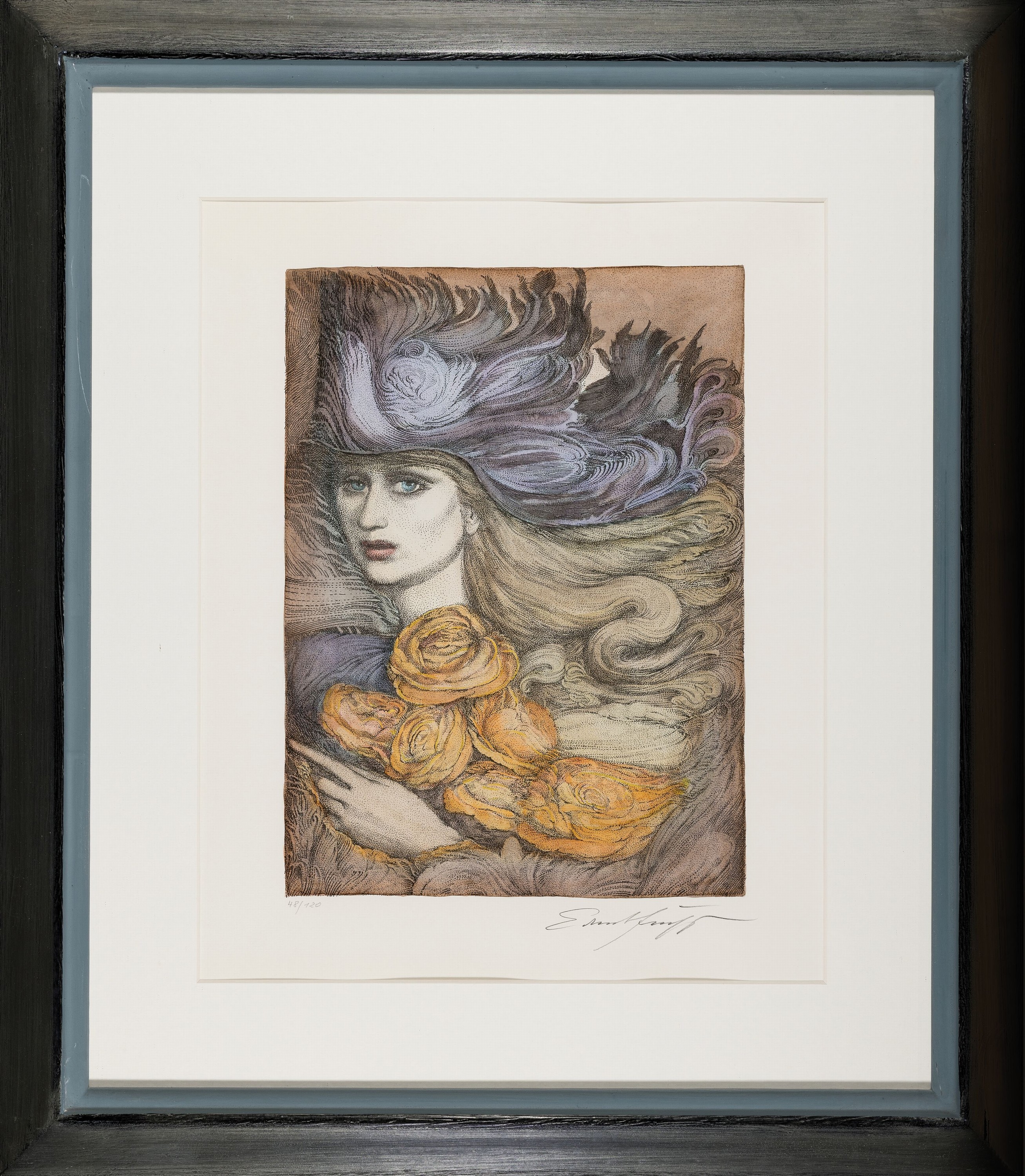 Detail k: Ernst Fuchs, 1930-2015 Wien, Malcha, Farblithographie, handsign., num. 48/120, ca. 36.5x26.5cm, PP, u.Gl., R. ca. 69x60cm