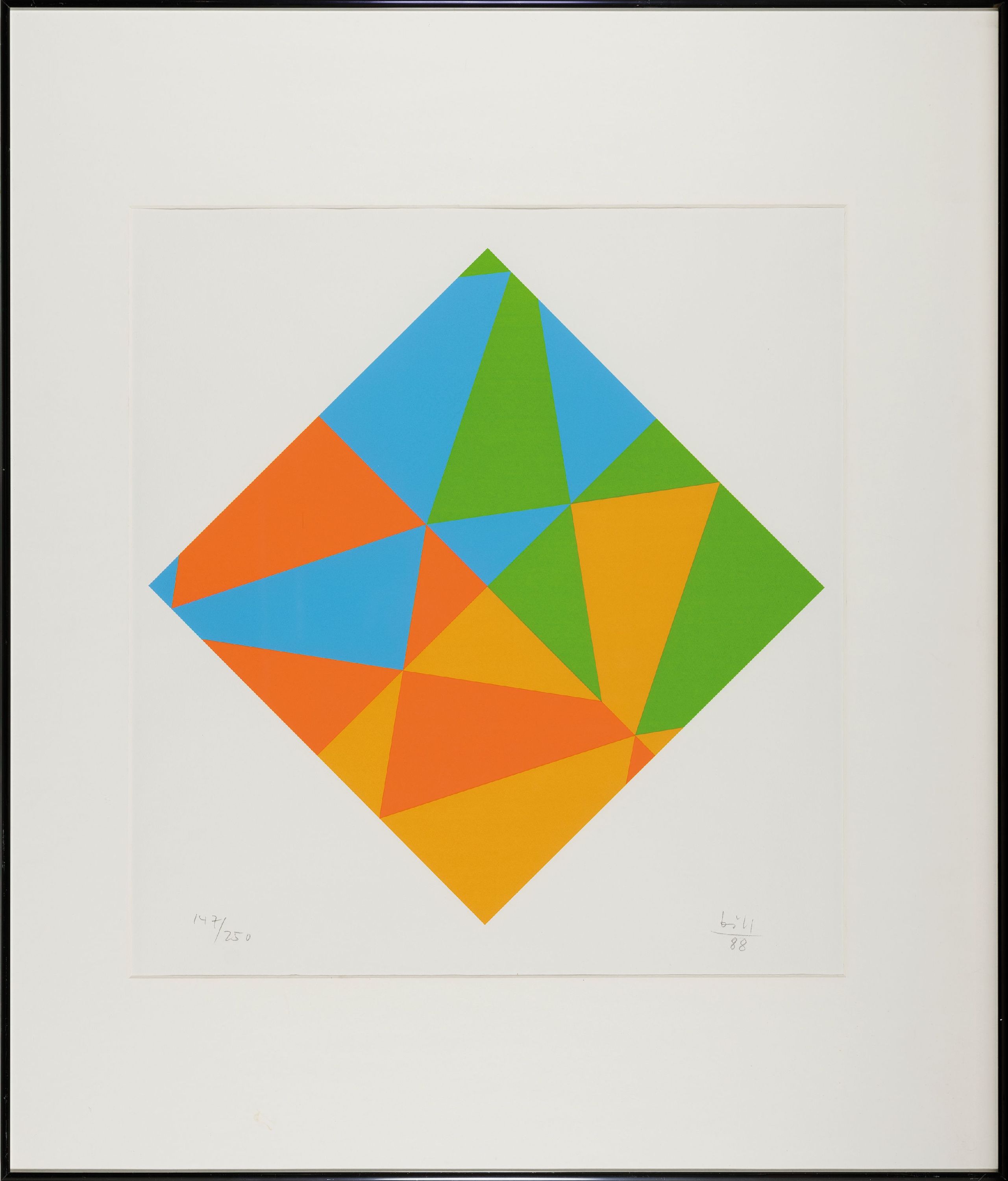 Detail k: Max Bill, 1908 Winterthur-1994 Berlin, Geometrische Komposition, Farbserigraphie, handsign. und dat. 88, num. 147/250, ca. 47x47cm, PP, u.Gl., R. ca. ...