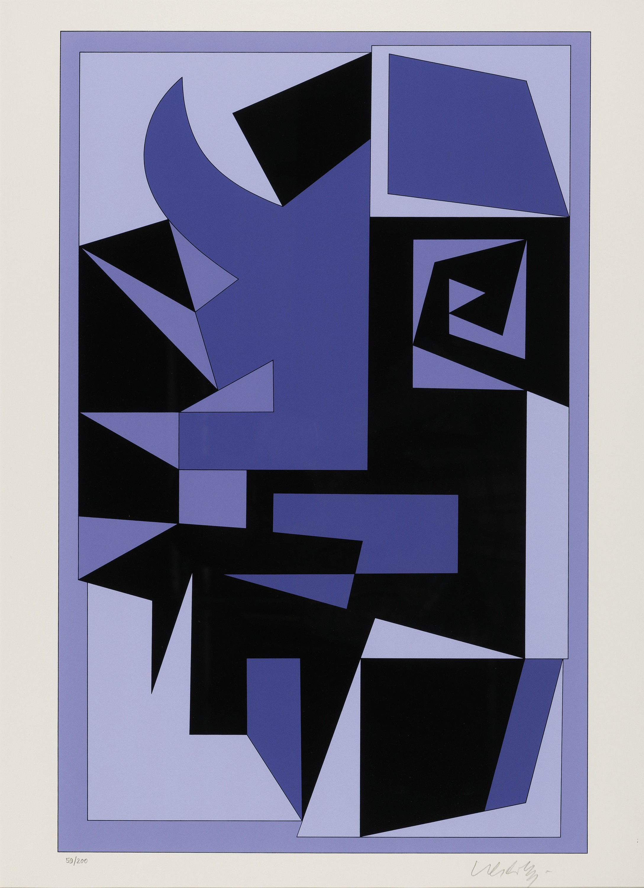 Viktor Vasarely, 1906-1997, Santorin, Farbserigraphie, handsign., num. 59/200, ca. 62x40cm, PP, u.Gl., R. ca. 91x71cm