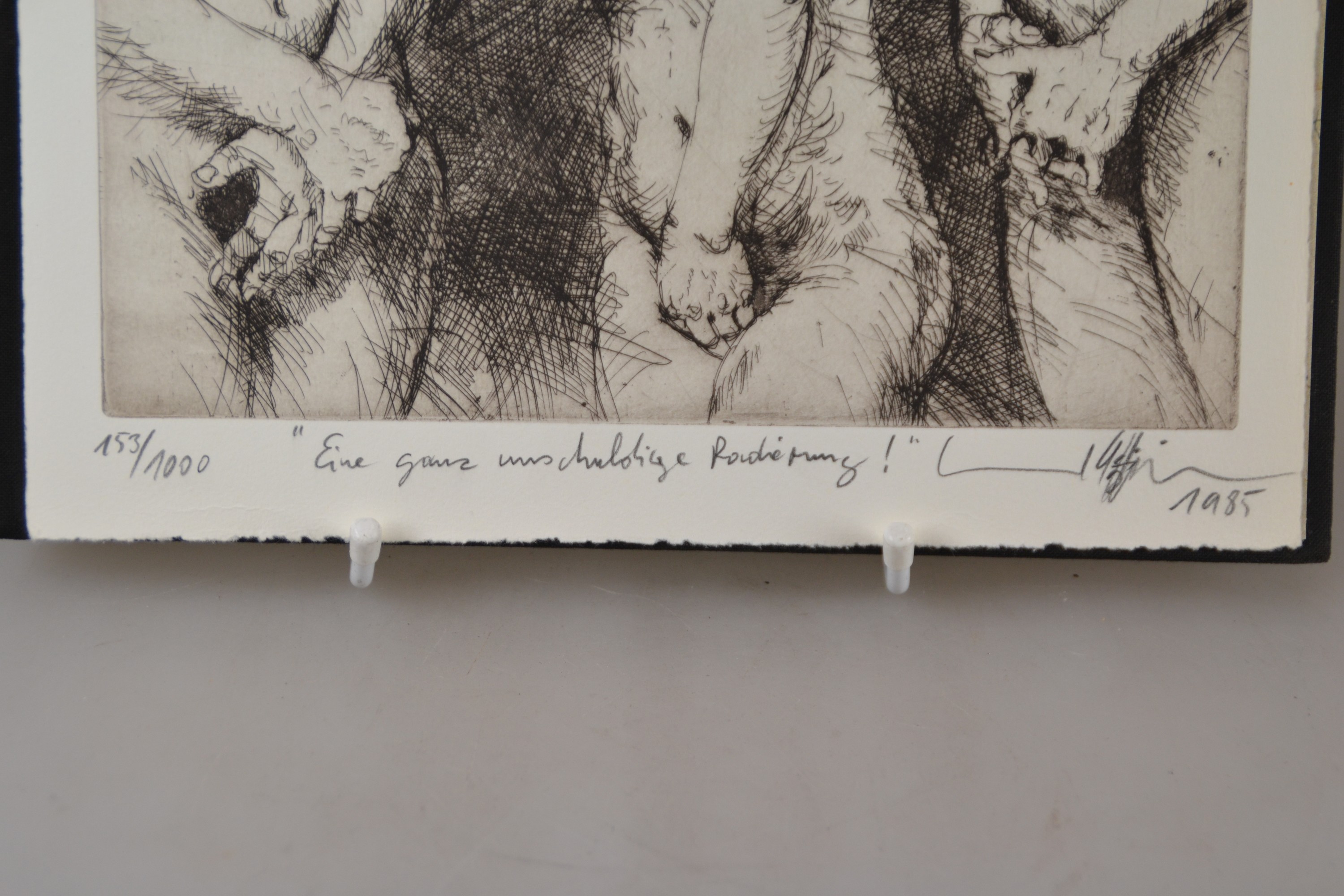 Detail c: Erhard Göttlicher, geb. 1946 Graz, "Provozierende Zeichnungen", Friedberg (Hessen), Draier-Verlag 1958, mit beigegebenerOriginalradierung ...