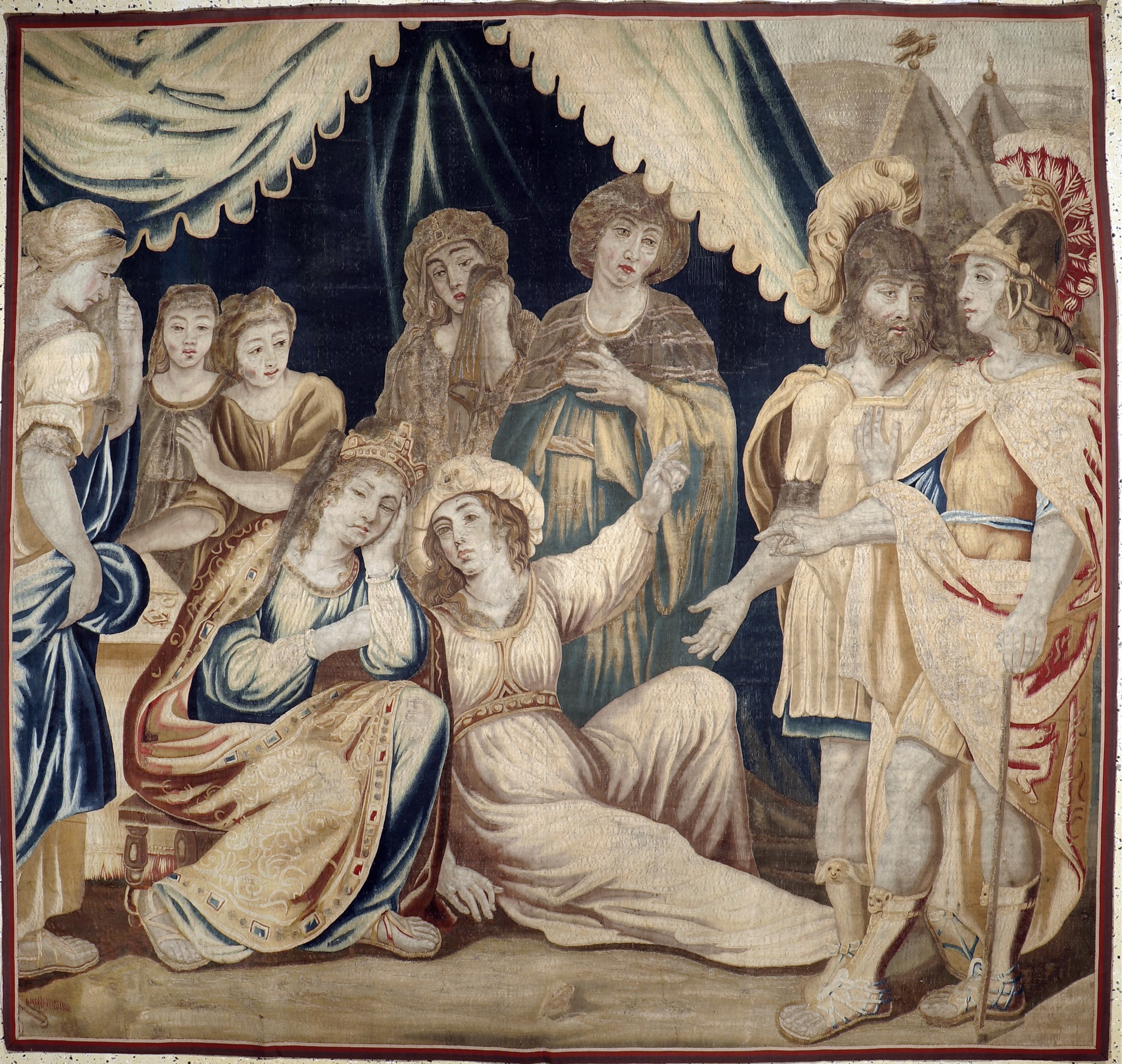 Brüsseler"Tapisserie"antik, Flandern, 17.Jhd, Wolle mit Seide, ca. 270 x 255 cm, EHZ: 2(mehrere alte restaurierungen). (Geschichte aus ...