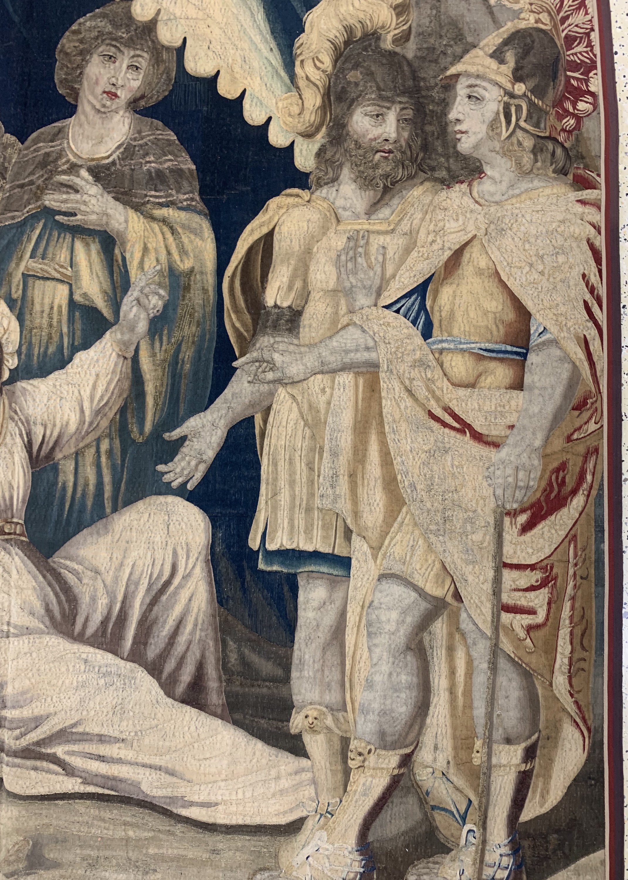 Detail a: Brüsseler"Tapisserie"antik, Flandern, 17.Jhd, Wolle mit Seide, ca. 270 x 255 cm, EHZ: 2(mehrere alte restaurierungen). (Geschichte aus ...