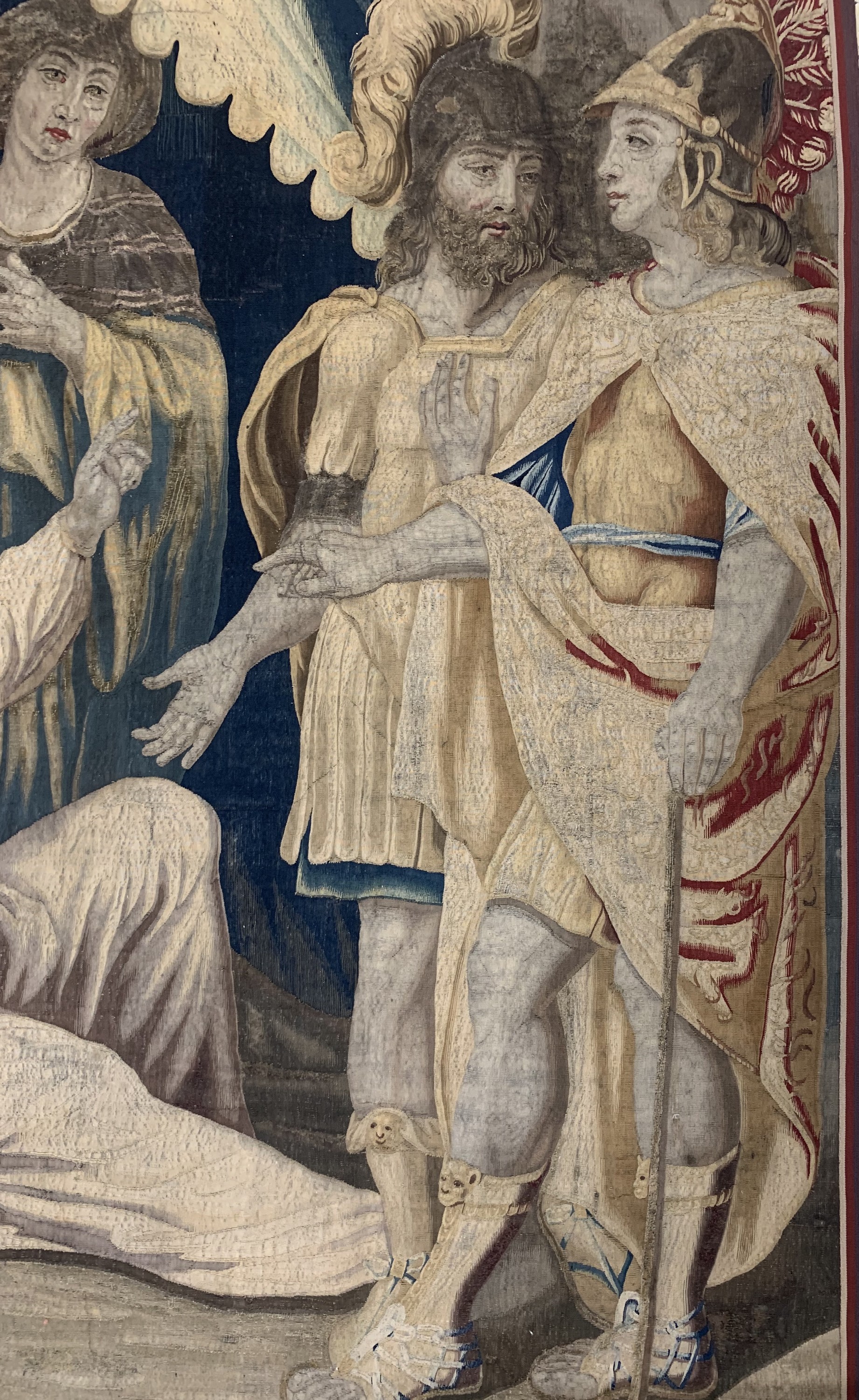 Detail b: Brüsseler"Tapisserie"antik, Flandern, 17.Jhd, Wolle mit Seide, ca. 270 x 255 cm, EHZ: 2(mehrere alte restaurierungen). (Geschichte aus ...