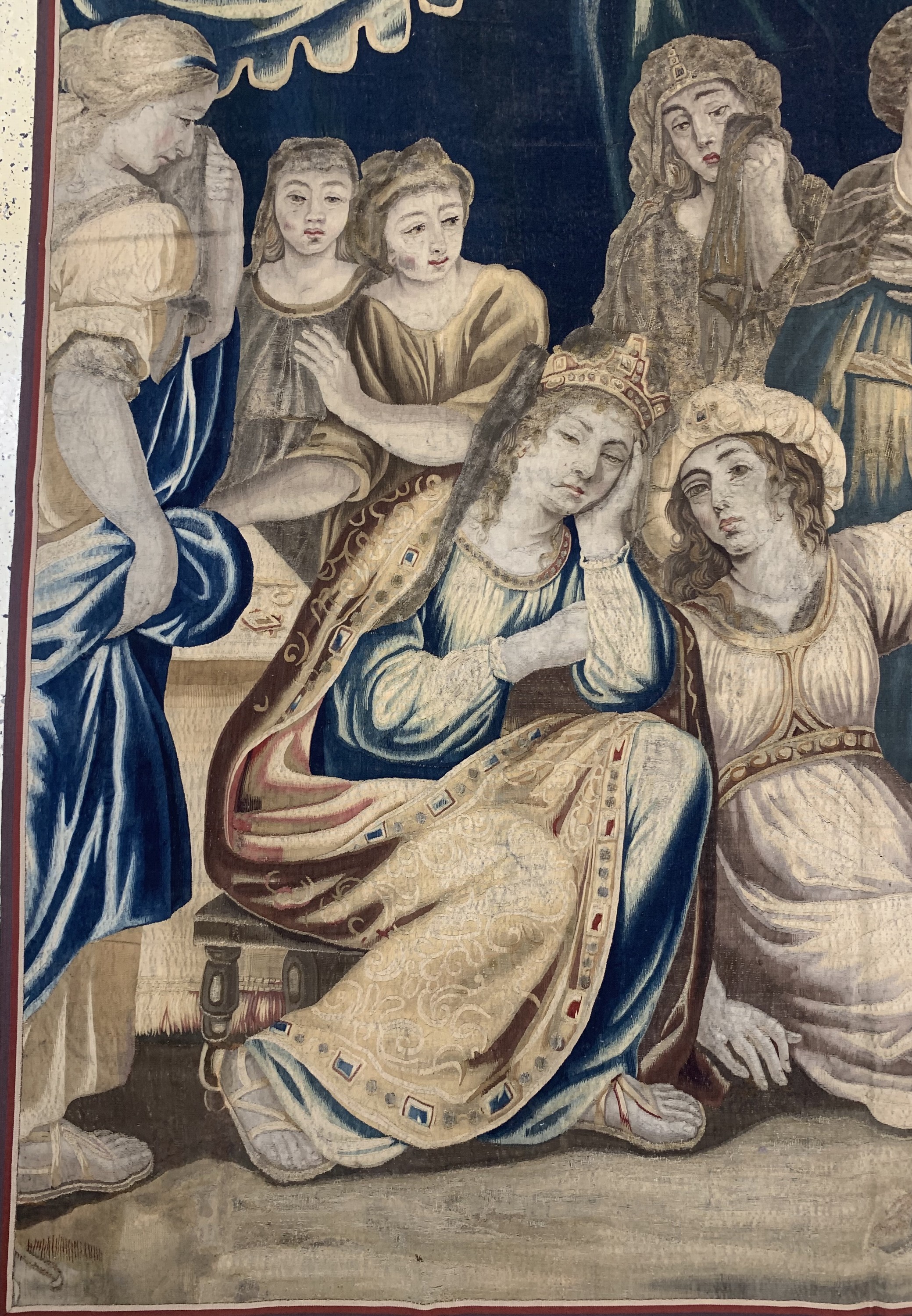 Detail d: Brüsseler"Tapisserie"antik, Flandern, 17.Jhd, Wolle mit Seide, ca. 270 x 255 cm, EHZ: 2(mehrere alte restaurierungen). (Geschichte aus ...