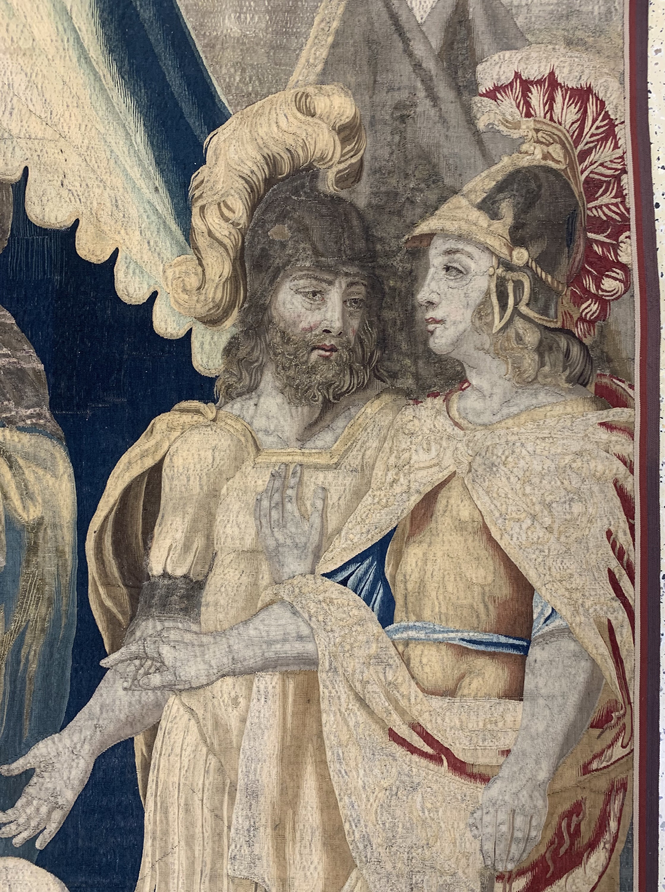Detail f: Brüsseler"Tapisserie"antik, Flandern, 17.Jhd, Wolle mit Seide, ca. 270 x 255 cm, EHZ: 2(mehrere alte restaurierungen). (Geschichte aus ...