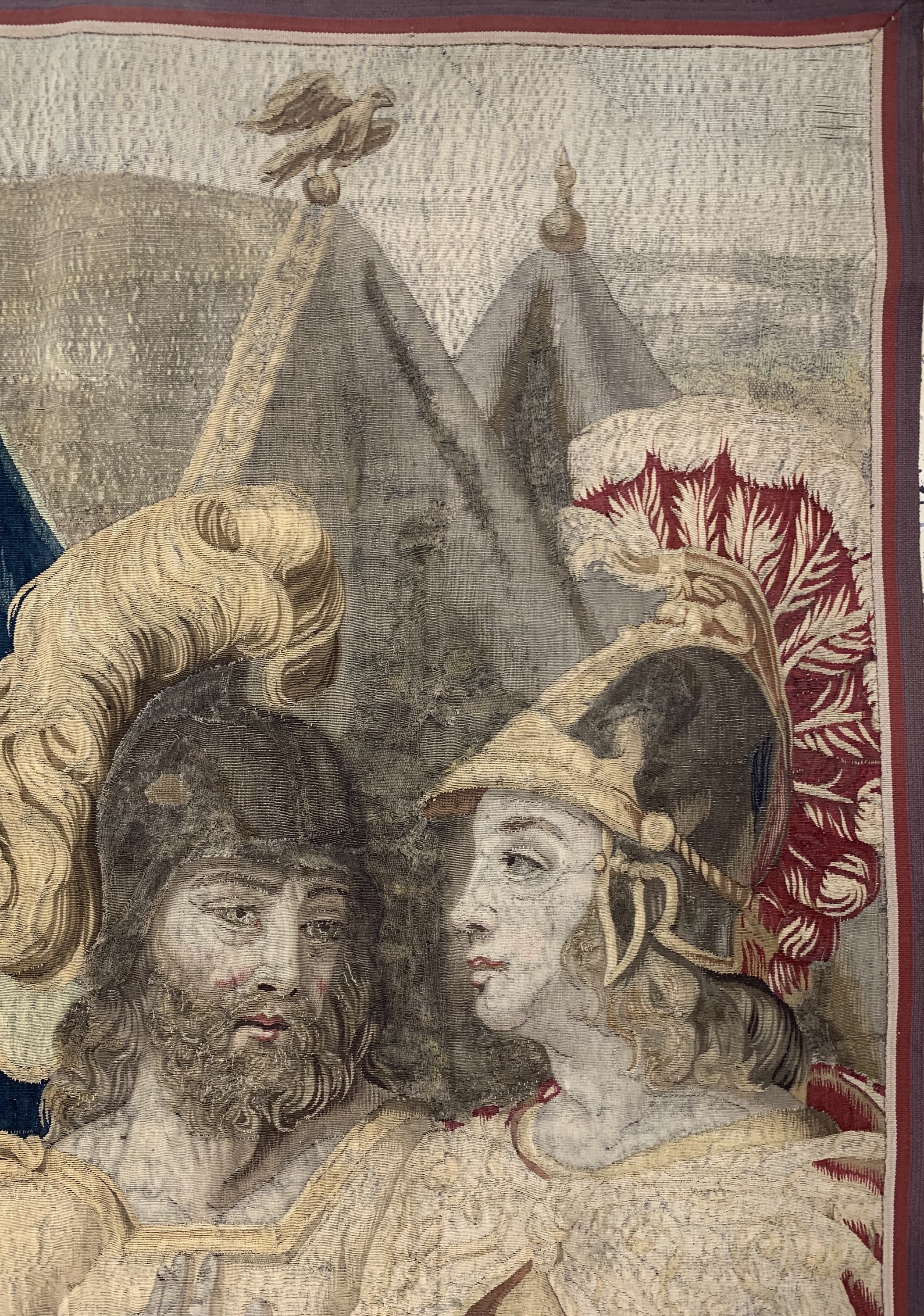 Detail g: Brüsseler"Tapisserie"antik, Flandern, 17.Jhd, Wolle mit Seide, ca. 270 x 255 cm, EHZ: 2(mehrere alte restaurierungen). (Geschichte aus ...