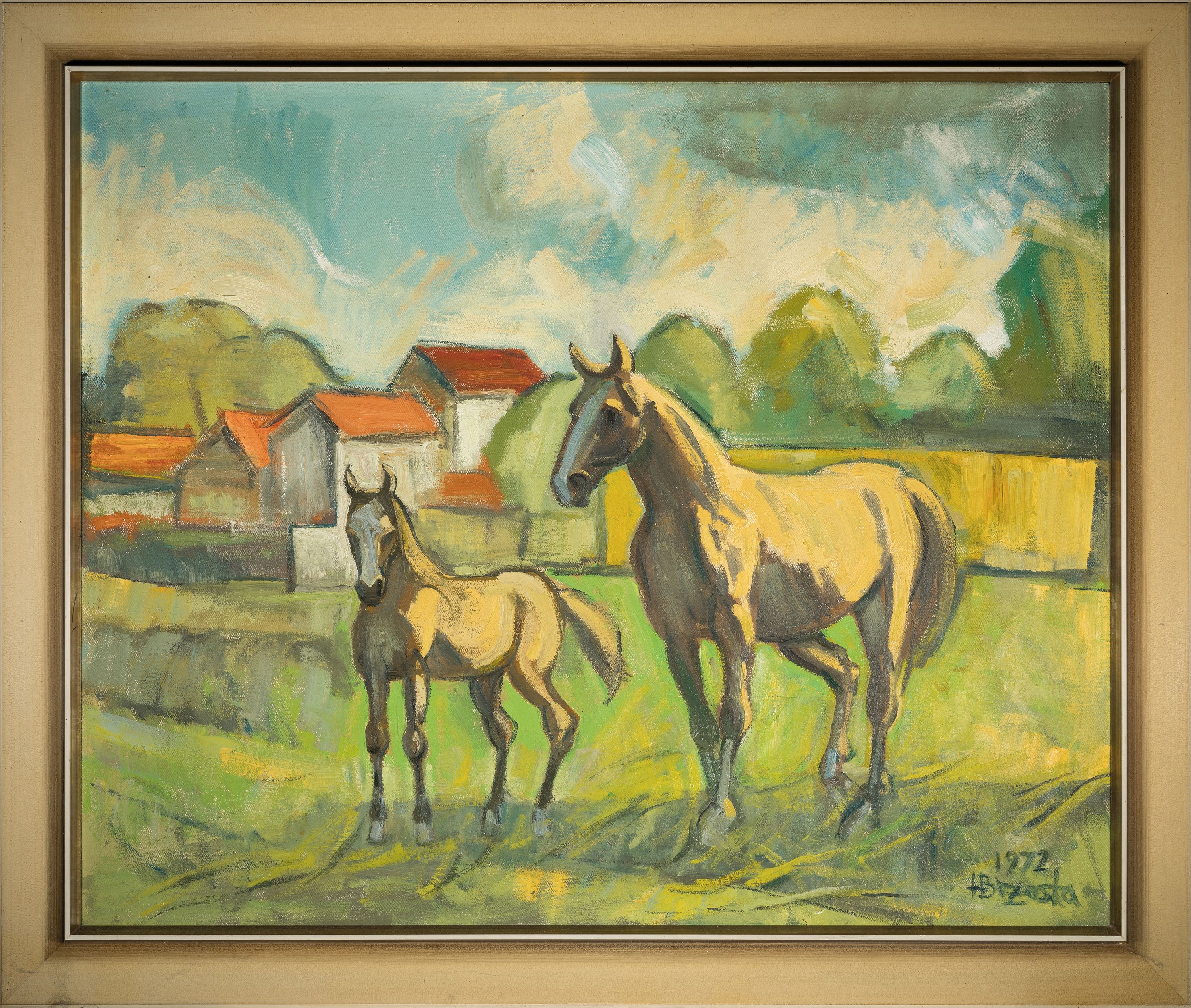 Detail k: Heinz Brzoska, 1942-2015, Pferde auf der Weide, Öl/Lwd, rechts unten sign. und dat. 1972, ca. 90x110cm, R. ca. 106x126cm