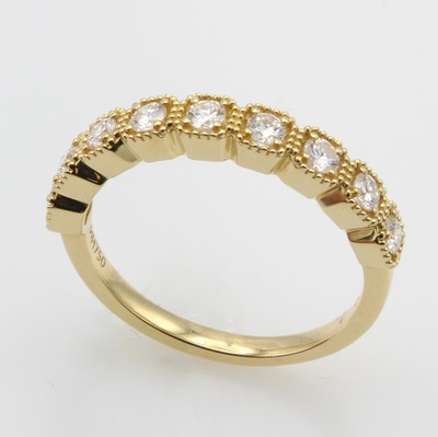 Image 26865991 - Ring mit Brillanten, GG 750/000, 9 Brill. zus. ca. 0.47 ct feines Weiß+/vvs-vs, m. ...
