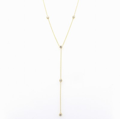 Image 26866005 - Y-Collier mit Brillanten, GG 750/000, 5 Brill. zus. ca. 0.63 ct feines Weiß/si, in ...