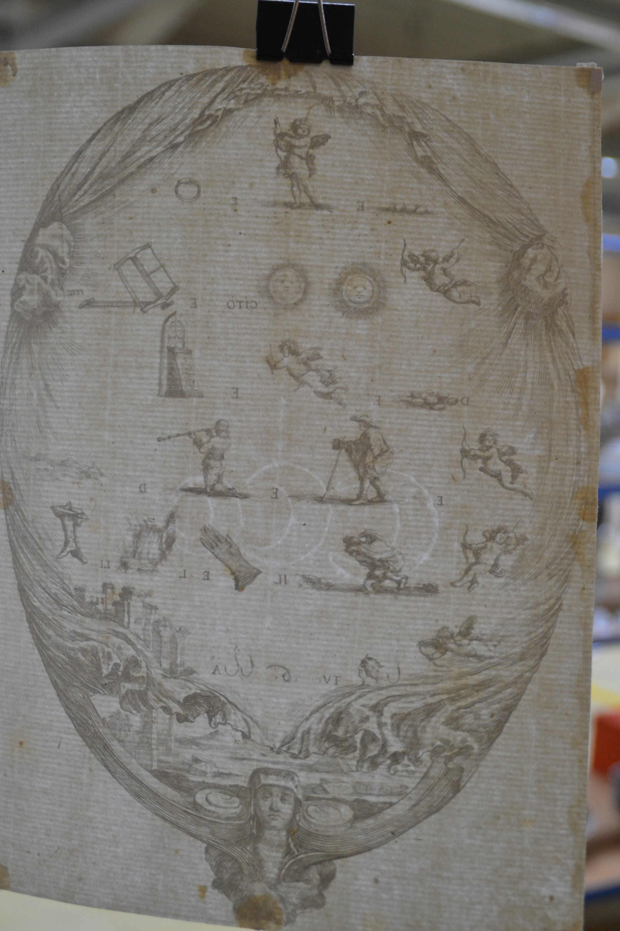 Detail e: Stefano della Bella, 1610-1664, 2 Kupferstiche: Il rebus della fortuna und Il Rebus dell'Amore, je ca. 28x21cm