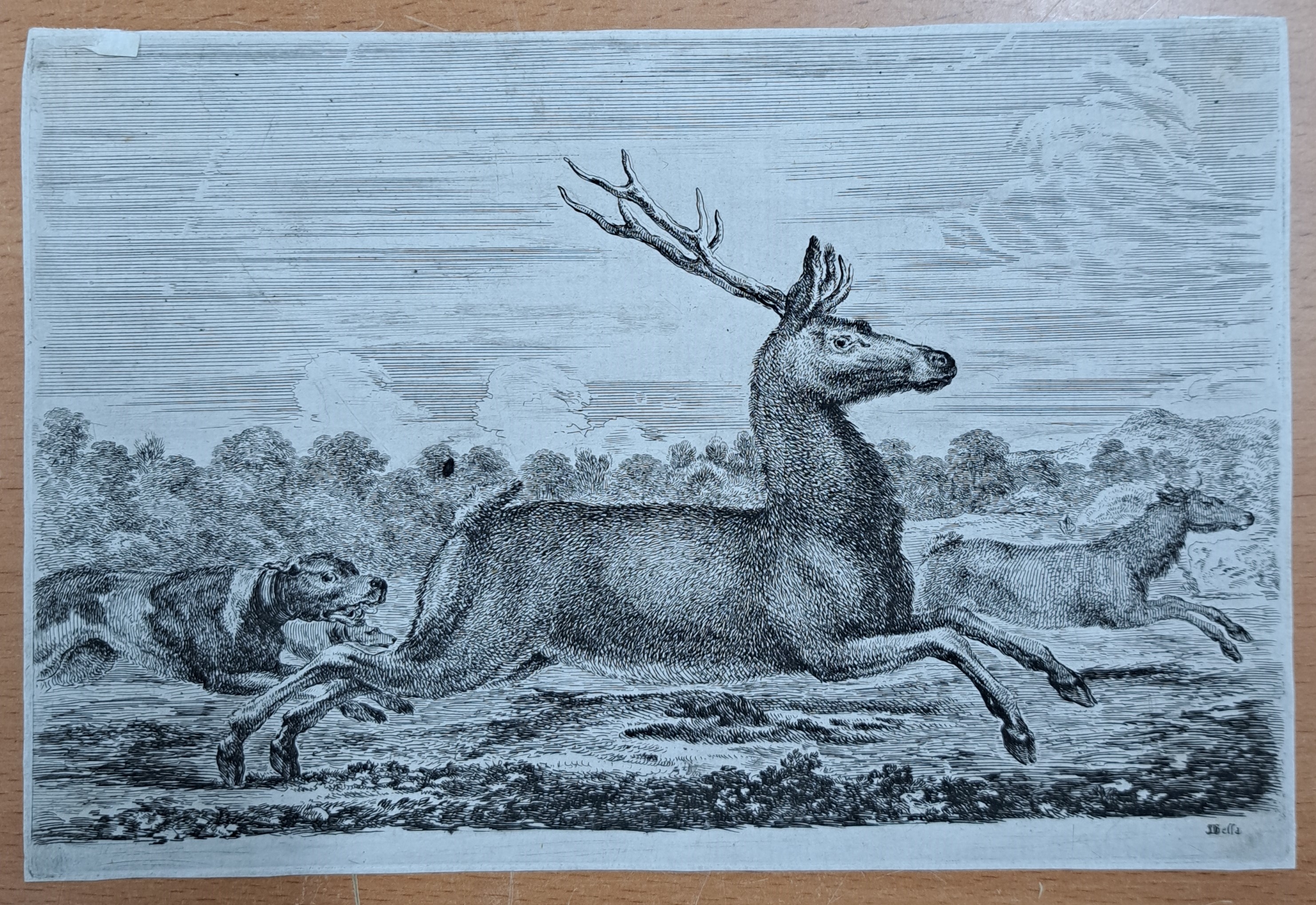 Detail b: Stefano della Bella, 1910-1664, 5 Kupferstiche, davon 2 Jagdszenen, je ca. 15x22cm, 3 runde Darst. von