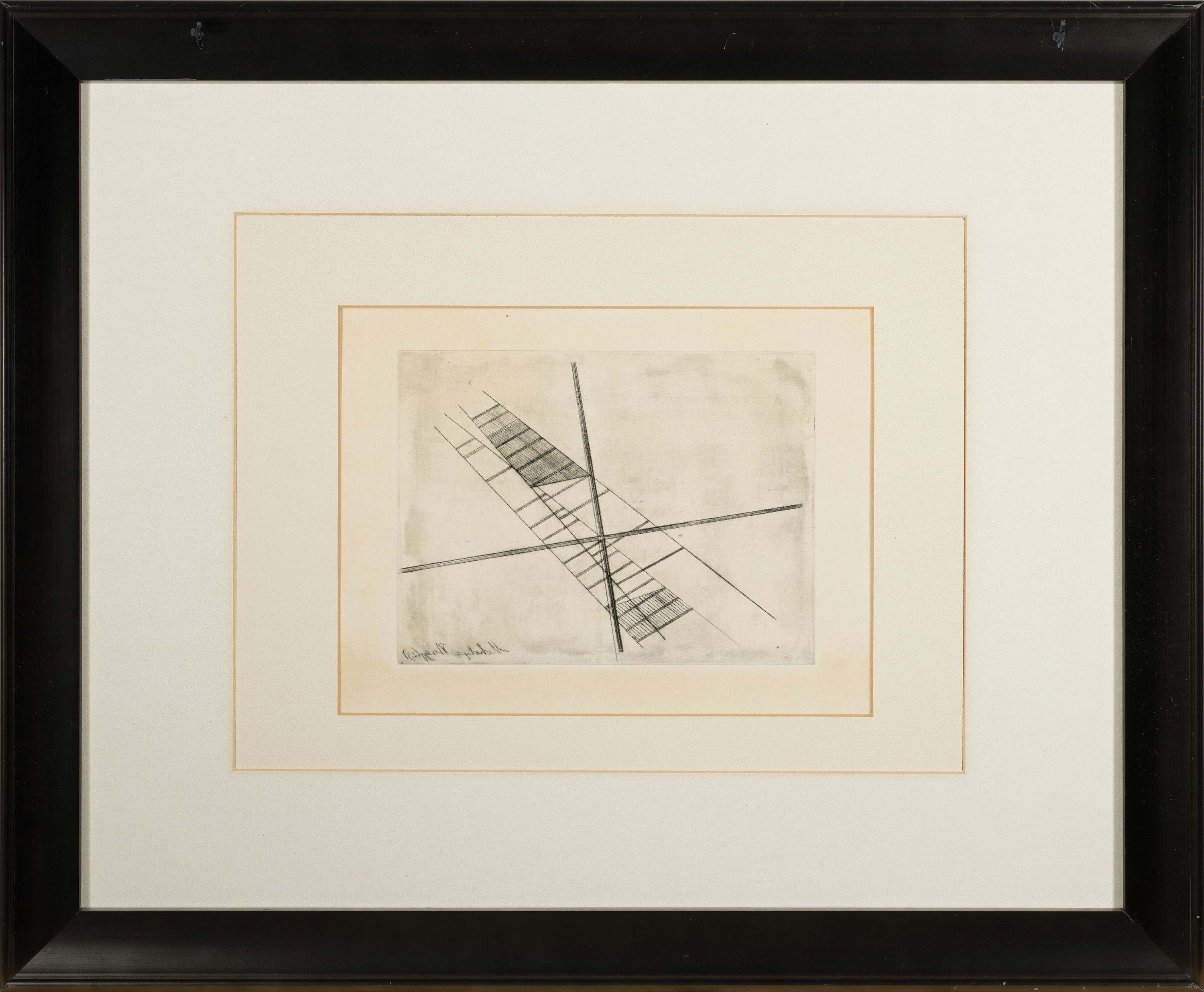Detail k: Laszlo Moholy-Nagy, 1895Bacsborsod/Ungarn-1946 Chicago/USA, Konstruktion mit Kreuz, Radierung aus der Edition griffelkunst aus dem Jahr 1995, ...