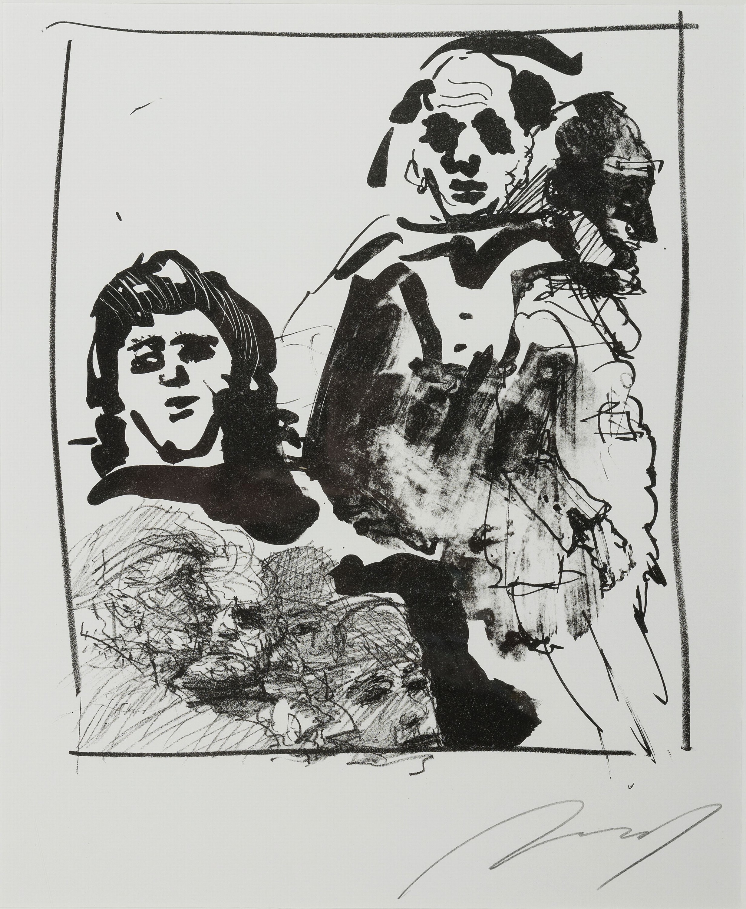 Detail f: Alfred Hrdlicka, 1928-2009 Wien, 2 Grafiken:Ohne Titel, Lithographie, handsign., ca. 31x28cm, PP, u.Gl., R. ca. 57x47cm; Die Suppenesser, Radierung, ...