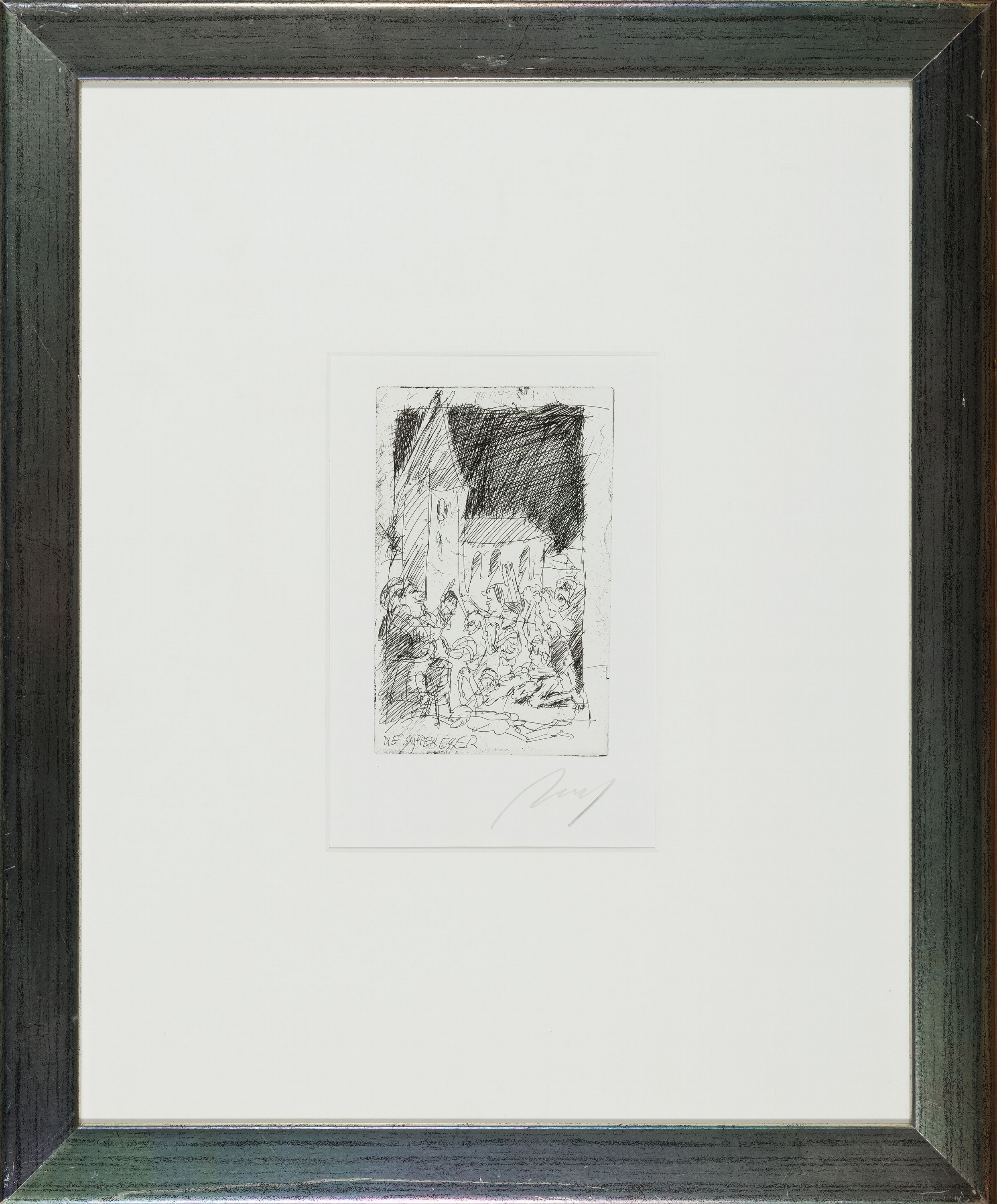 Detail k: Alfred Hrdlicka, 1928-2009 Wien, 2 Grafiken:Ohne Titel, Lithographie, handsign., ca. 31x28cm, PP, u.Gl., R. ca. 57x47cm; Die Suppenesser, Radierung, ...