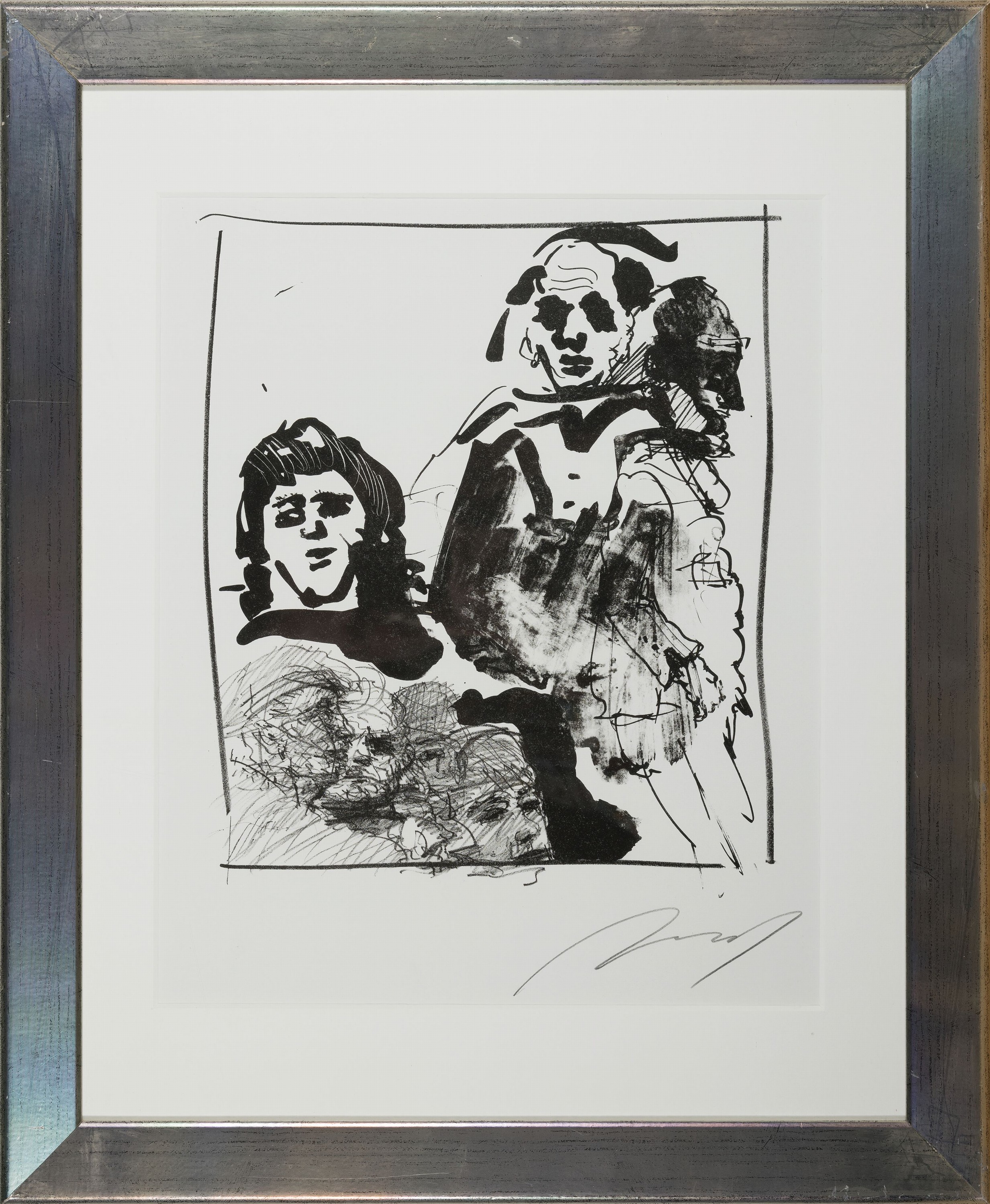 Detail q: Alfred Hrdlicka, 1928-2009 Wien, 2 Grafiken:Ohne Titel, Lithographie, handsign., ca. 31x28cm, PP, u.Gl., R. ca. 57x47cm; Die Suppenesser, Radierung, ...