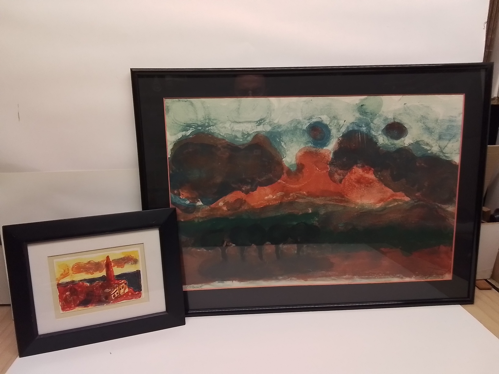 Detail a: Christian Kruck, 1925 Hamburg-1985 Frankfurt, Farblithographie, südliche Landschaft, rechts unten handsign., bez. Probedruck, ca. 39x60cm, PP, ...