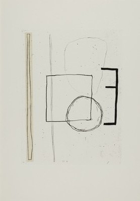Jürgen Partenheimer, geb. 1947 München, Kreis und Eckiges, Radierung, monogr. und dat. 86, ca. 39x29cm, PP, u.Gl., R. ca. 86x67cm