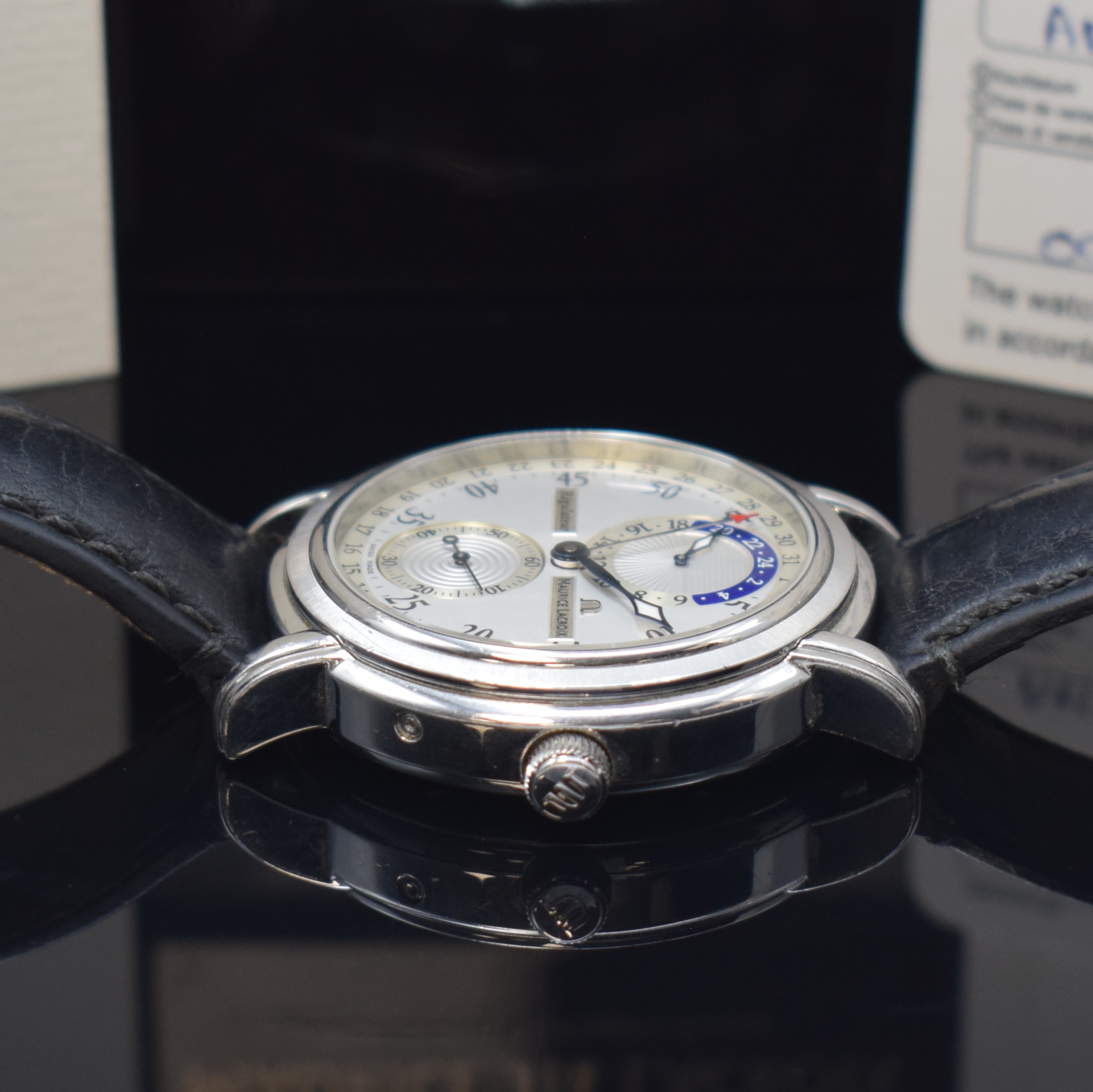 Detail b: MAURICE LACROIX Herrenarmbanduhr aus der Masterpiece Collection Modell Regulateur Referenz MP6148, Automatik, beids. vergl. Edelstahlgeh., Boden ...