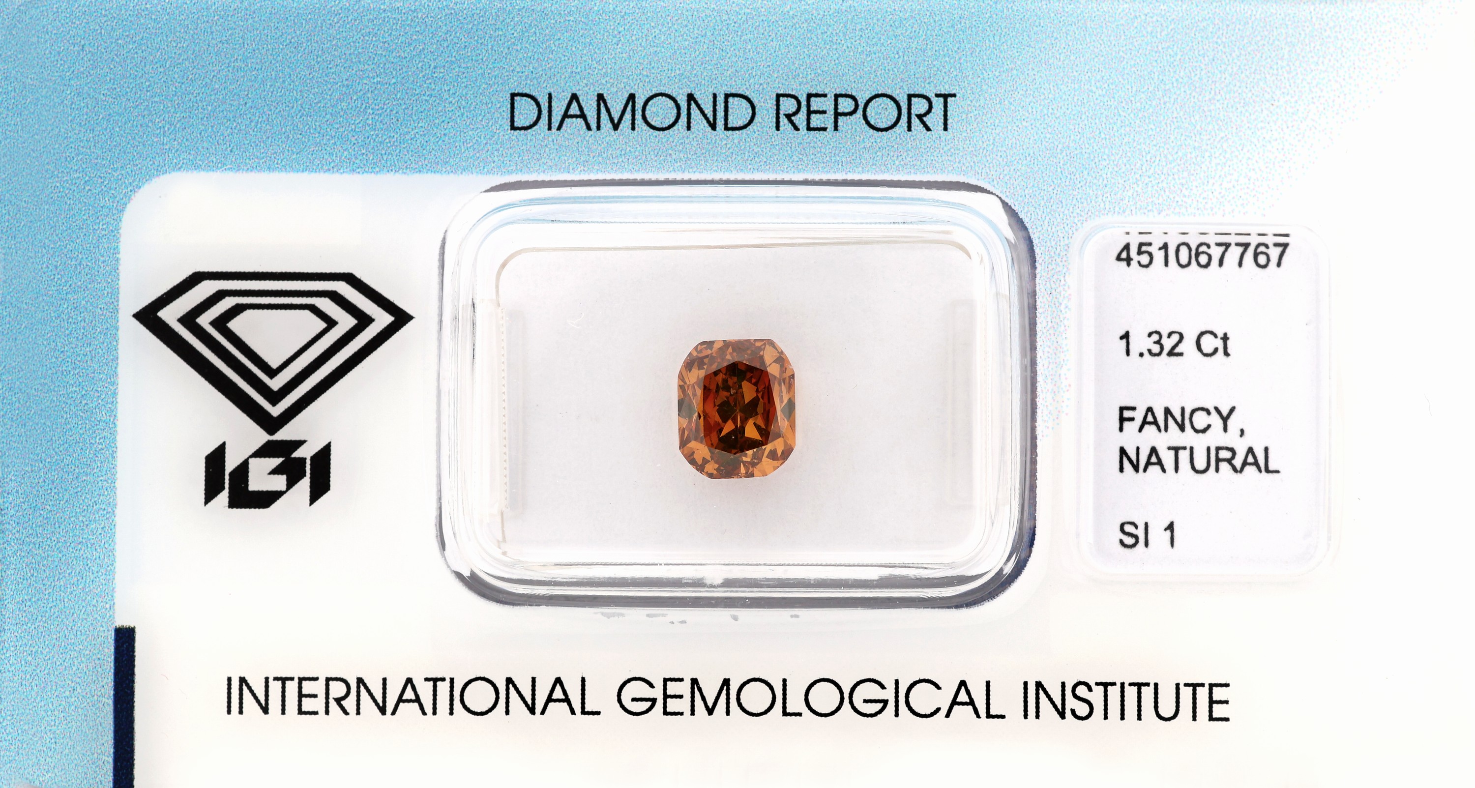 Loser Diamant, 1.32 ct natural fancy greenish orangy yellow/si1, eingeschweißt, IGIExpertise