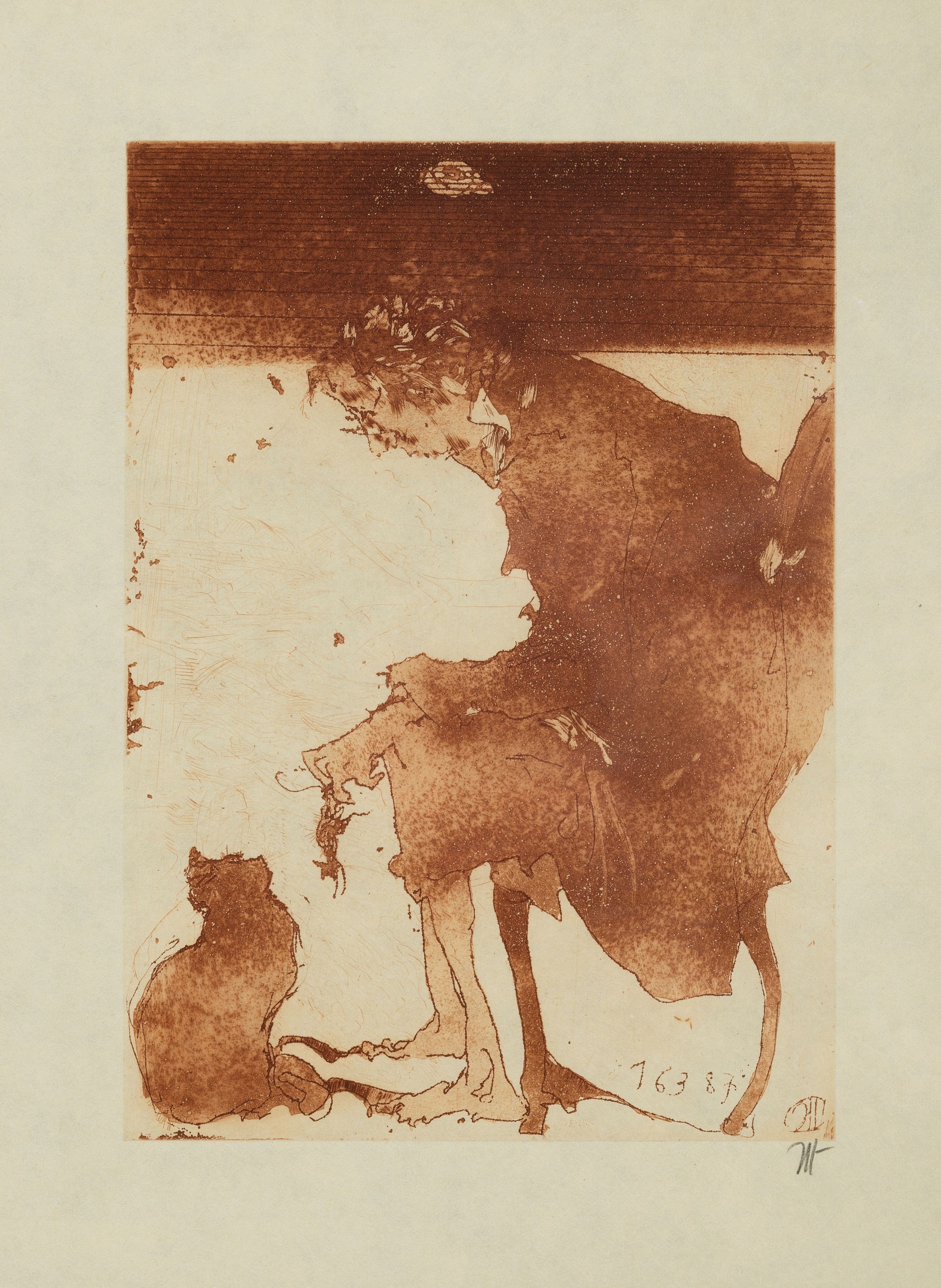 Horst Janssen, 1929-1995, Morgen Lydia, Radierung von 1987, monogr., verso Stempel Ed. griffelkunst und Nachlaßstempel, ca. 29.5x21cm, PP, u.Gl., R. ...