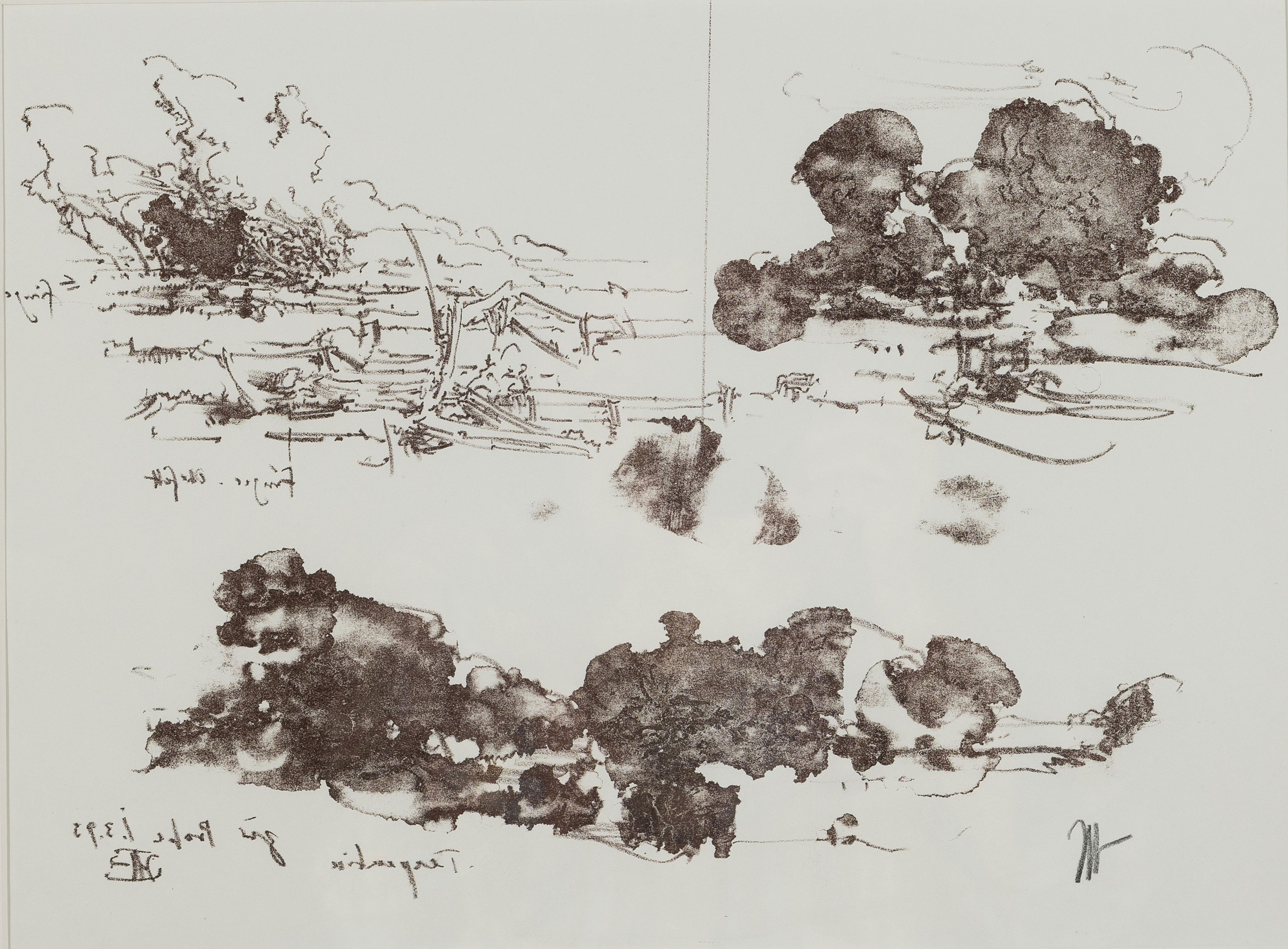 Horst Janssen, 1929-1995, Landschaft, Lithographie von 1993, monogr., verso Stempel Ed. griffelkunst und Nachlaßstempel, ca. 28x38cm, PP, u.Gl., R. ...