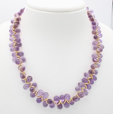 Image 26866527 - Kette mit Amethysten und Zwischenteilen, Magnetschl. u. geschwungene Zwischenteile 925er ...