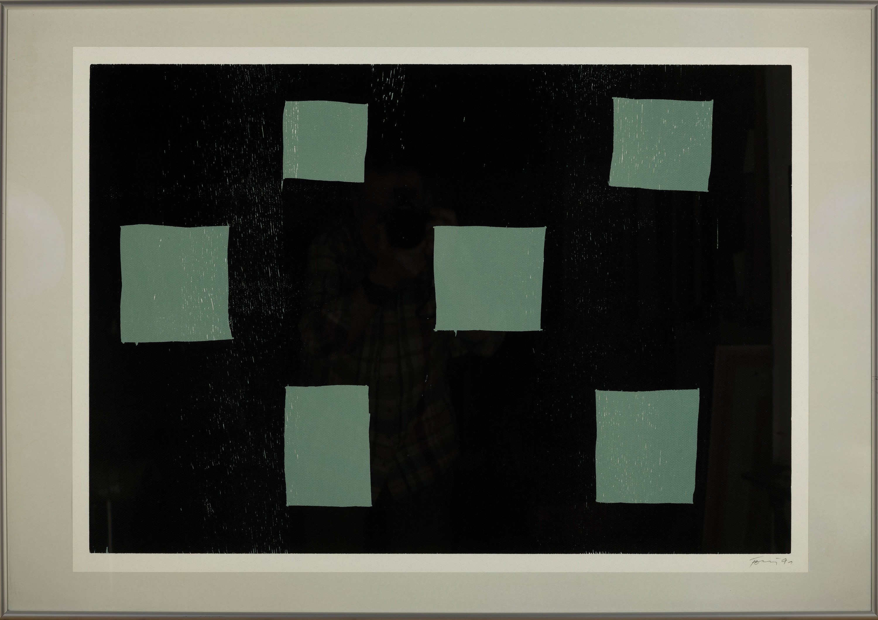Detail k: Günther Förg, 1952 Füssen-2013 Freiburg, 6 Rechtecke, Farbholzschnitt, rechts unten sign. und dat. 91, ca. 56x80cm, u.Gl., R. ca. 70x100cm