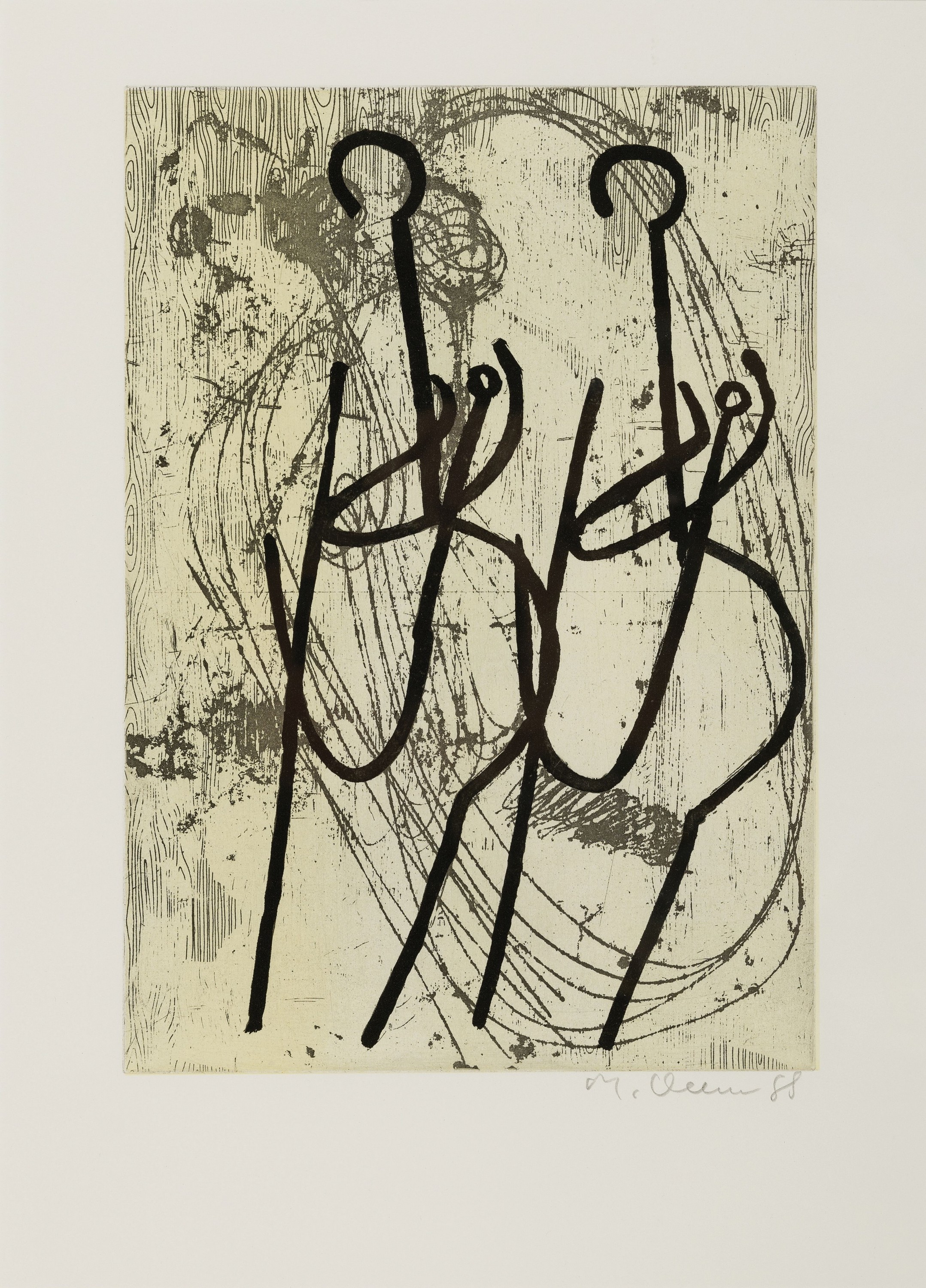 Markus Oehlen, geb. 1956 Krefeld, Ohne Titel, Aquatintaradierung, rechts unten handsign. und dat. 88, ca. 28x19cm, PP, u.Gl., R. ca. 52x42cm, ...
