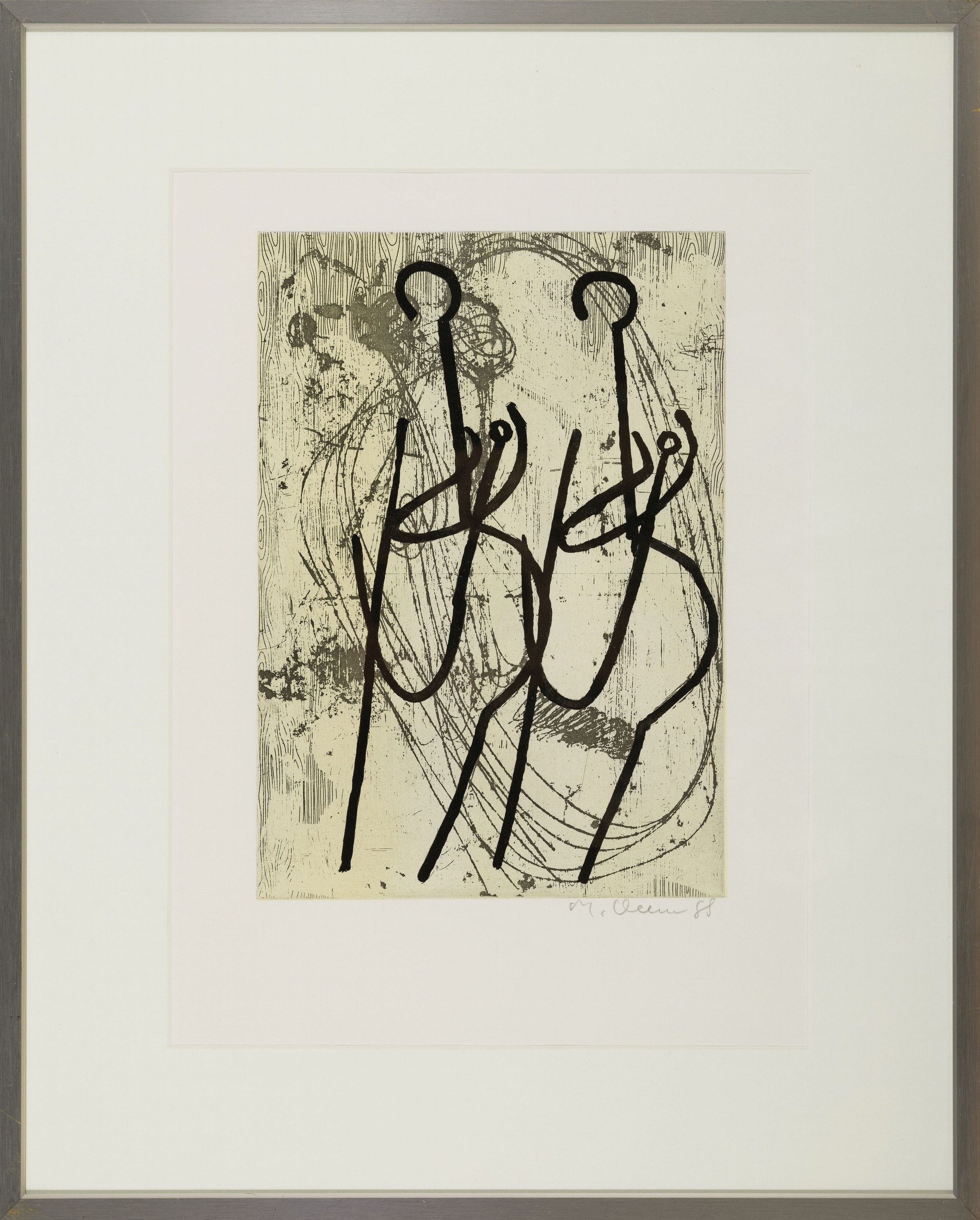 Detail k: Markus Oehlen, geb. 1956 Krefeld, Ohne Titel, Aquatintaradierung, rechts unten handsign. und dat. 88, ca. 28x19cm, PP, u.Gl., R. ca. 52x42cm, ...