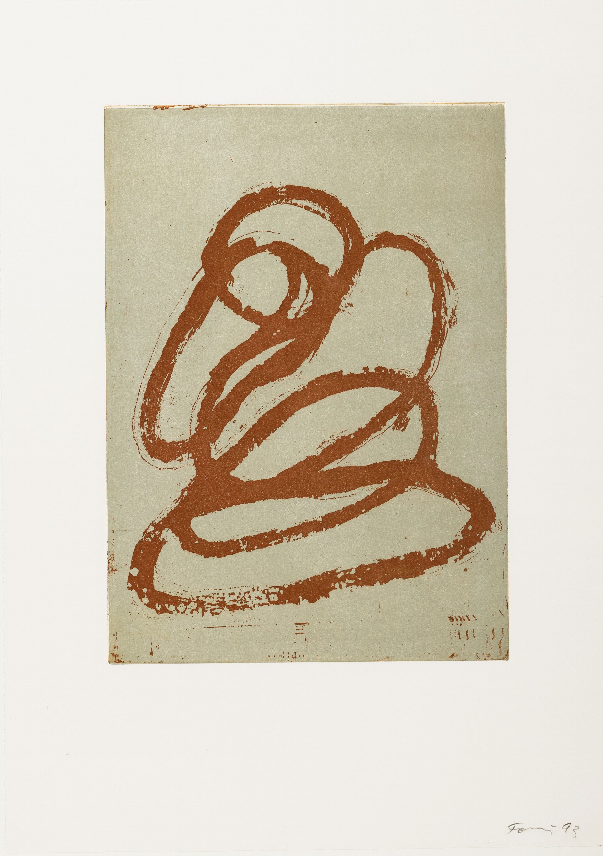 Günther Förg, 1952 Füssen-2013 Freiburg, Ohne Titel, Farbholzschnitt, sign. und dat. 93, ca. 35x24cm, u.Gl., R. ca. 60x50cm